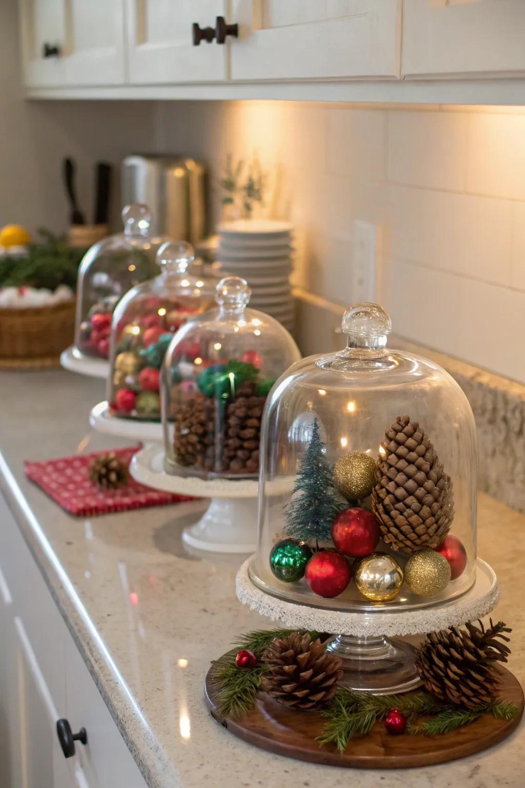 Glass jars and cloches create a magical display.