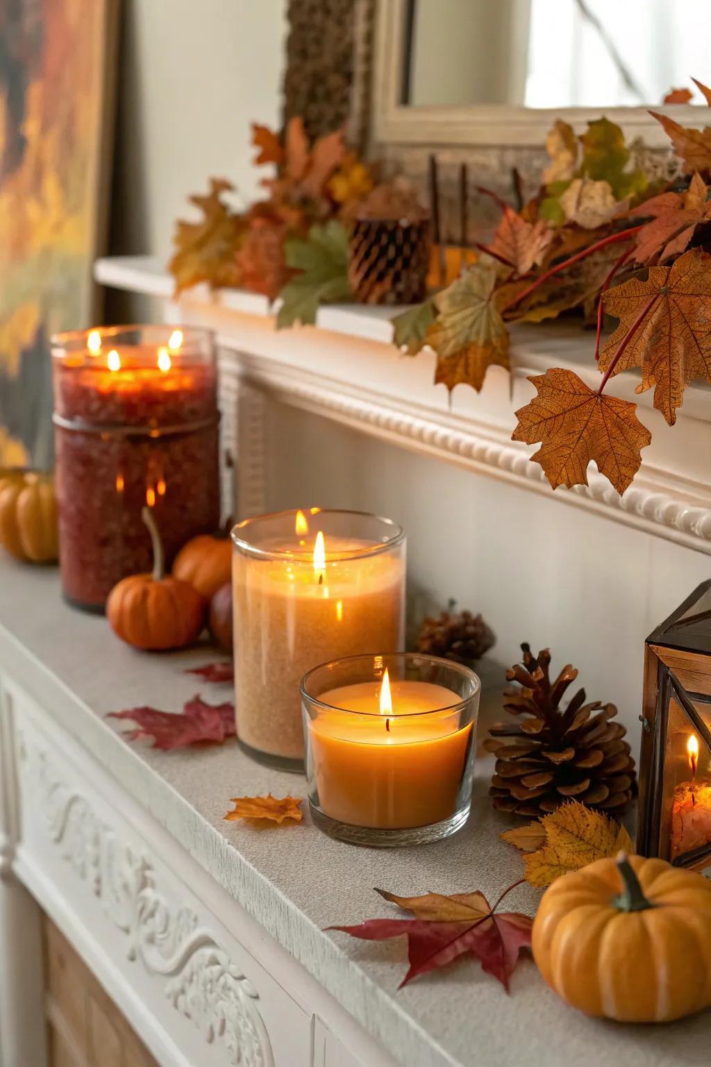 Aromatic tapers imparting warmth and a pleasant scent.