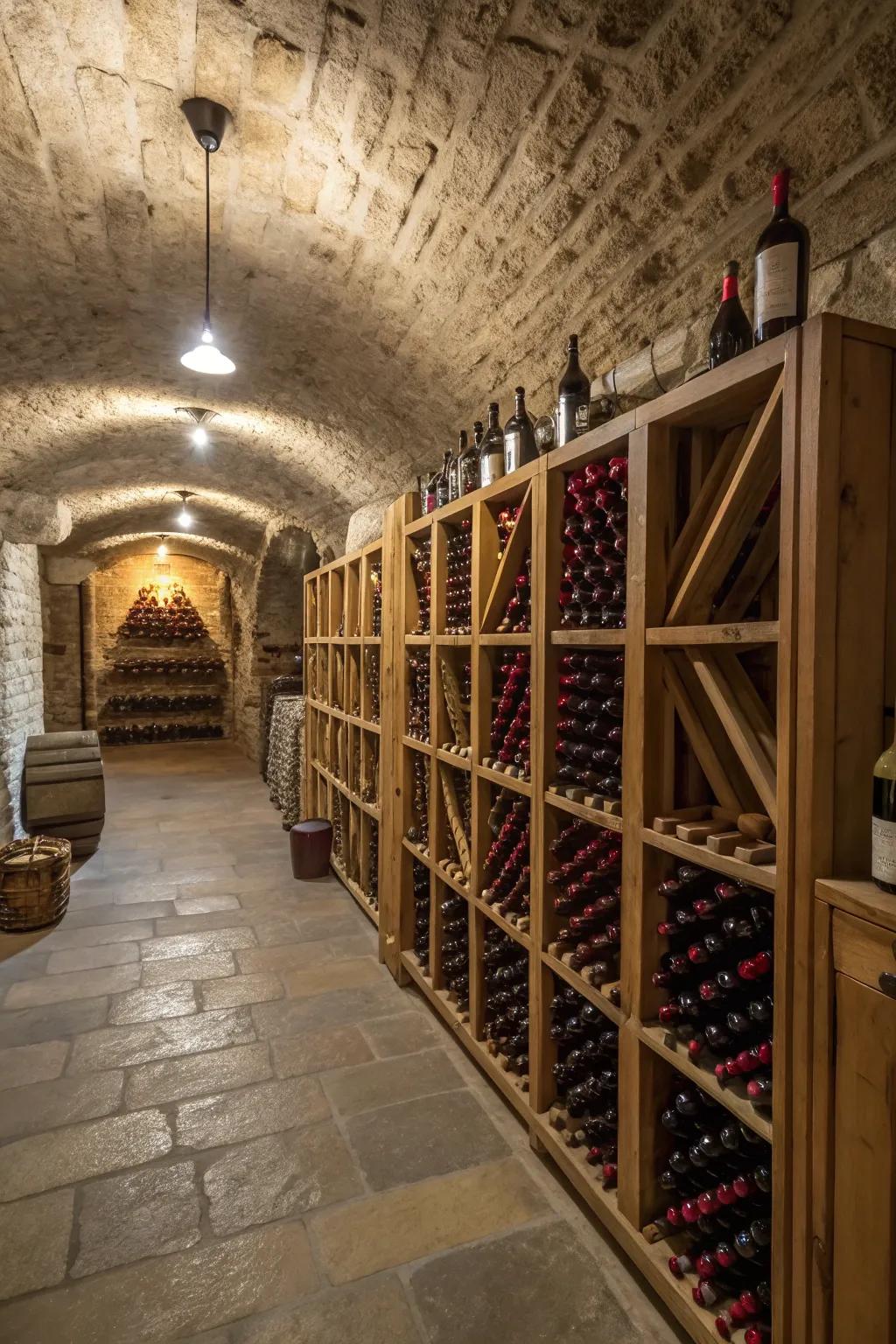 A basement wine storage adds elegance and sophistication.