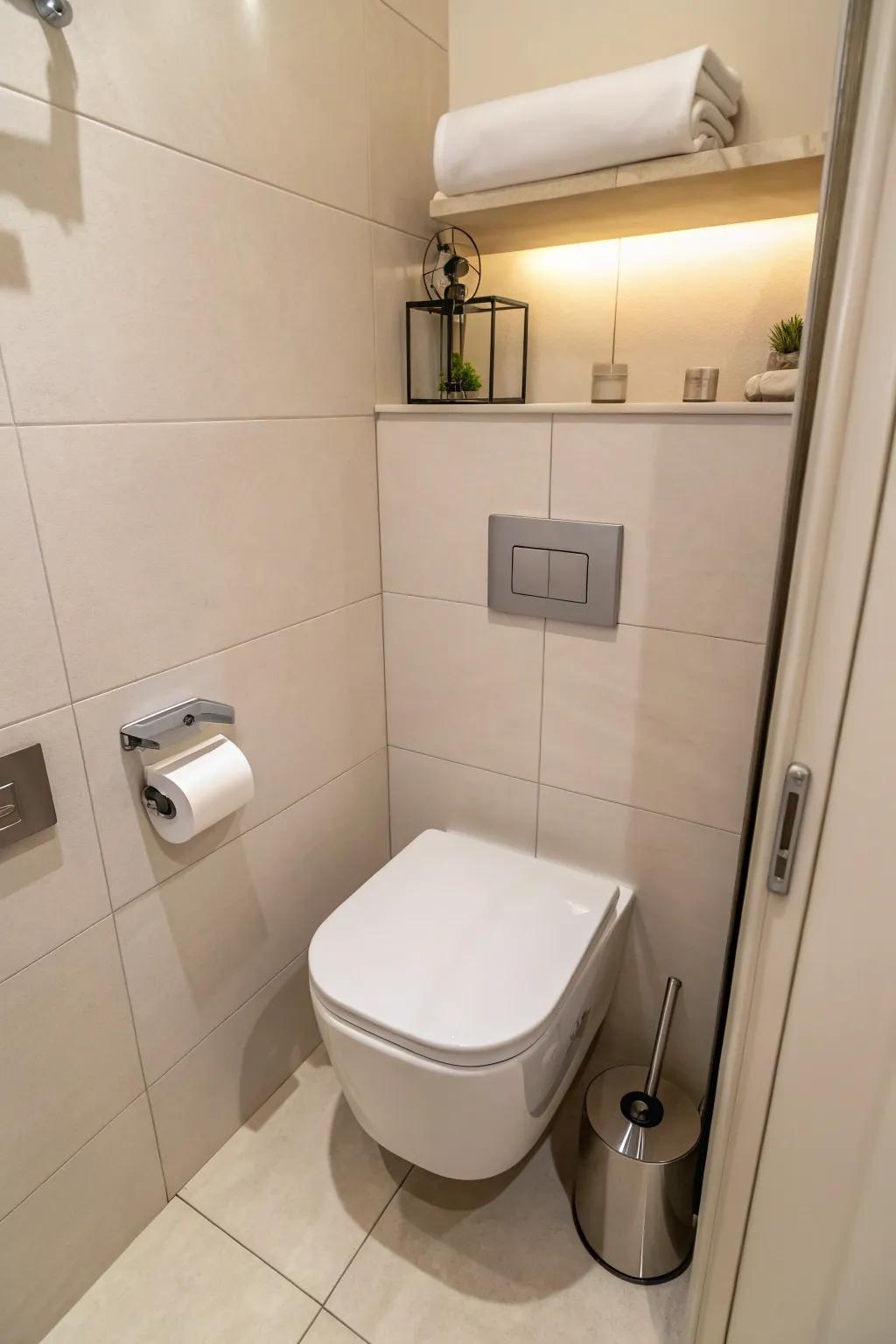 Wall-hung toilets blend style with practicality.