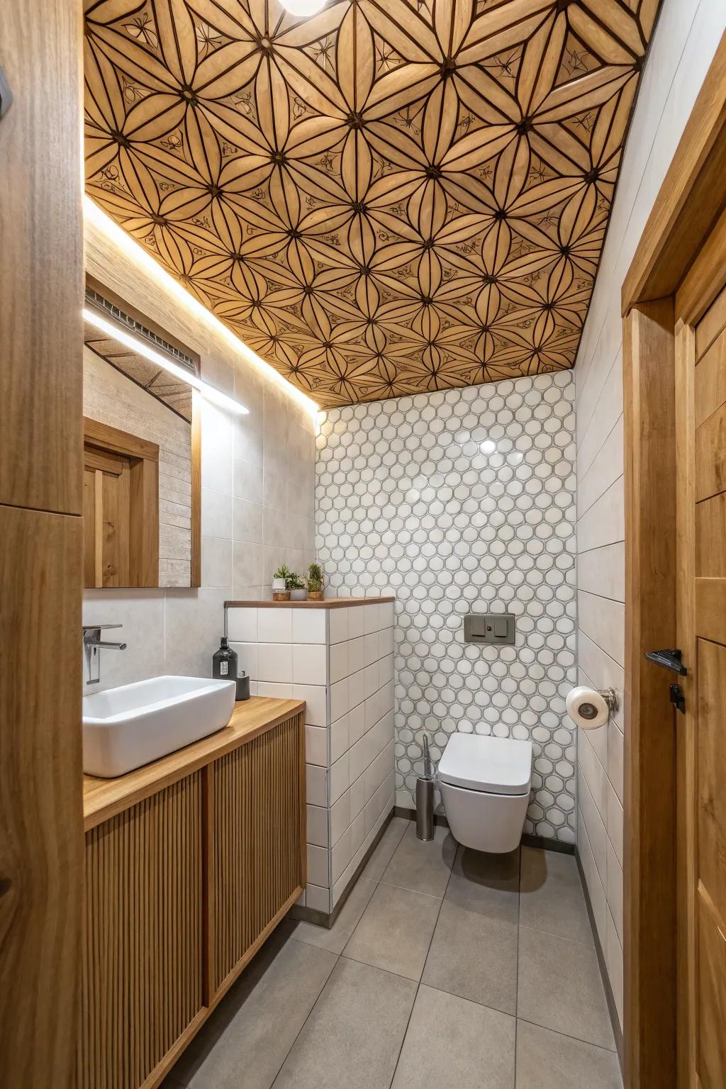 Geometric designs add a contemporary touch to the roof.