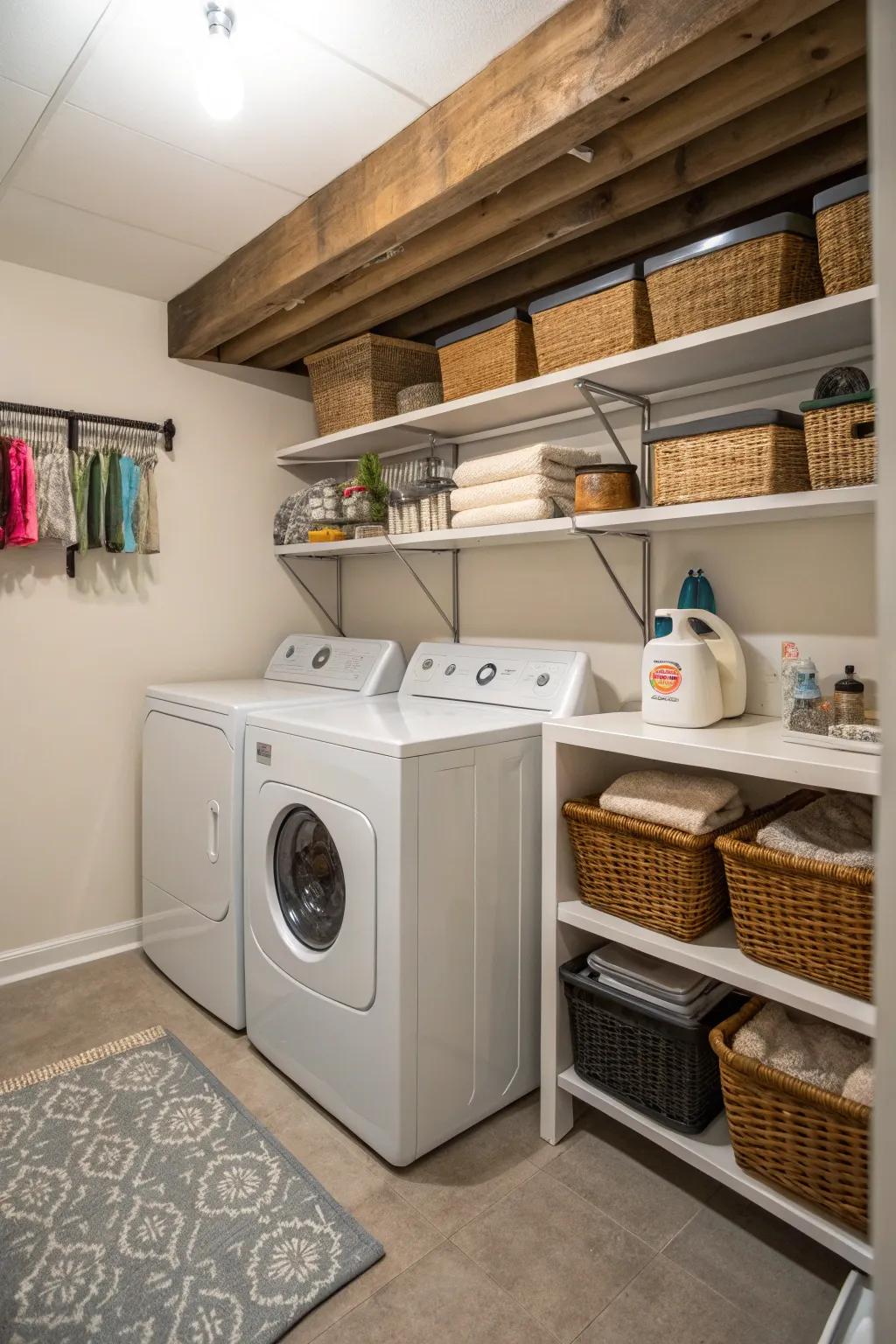 Streamline chores with a practical basement wash area.