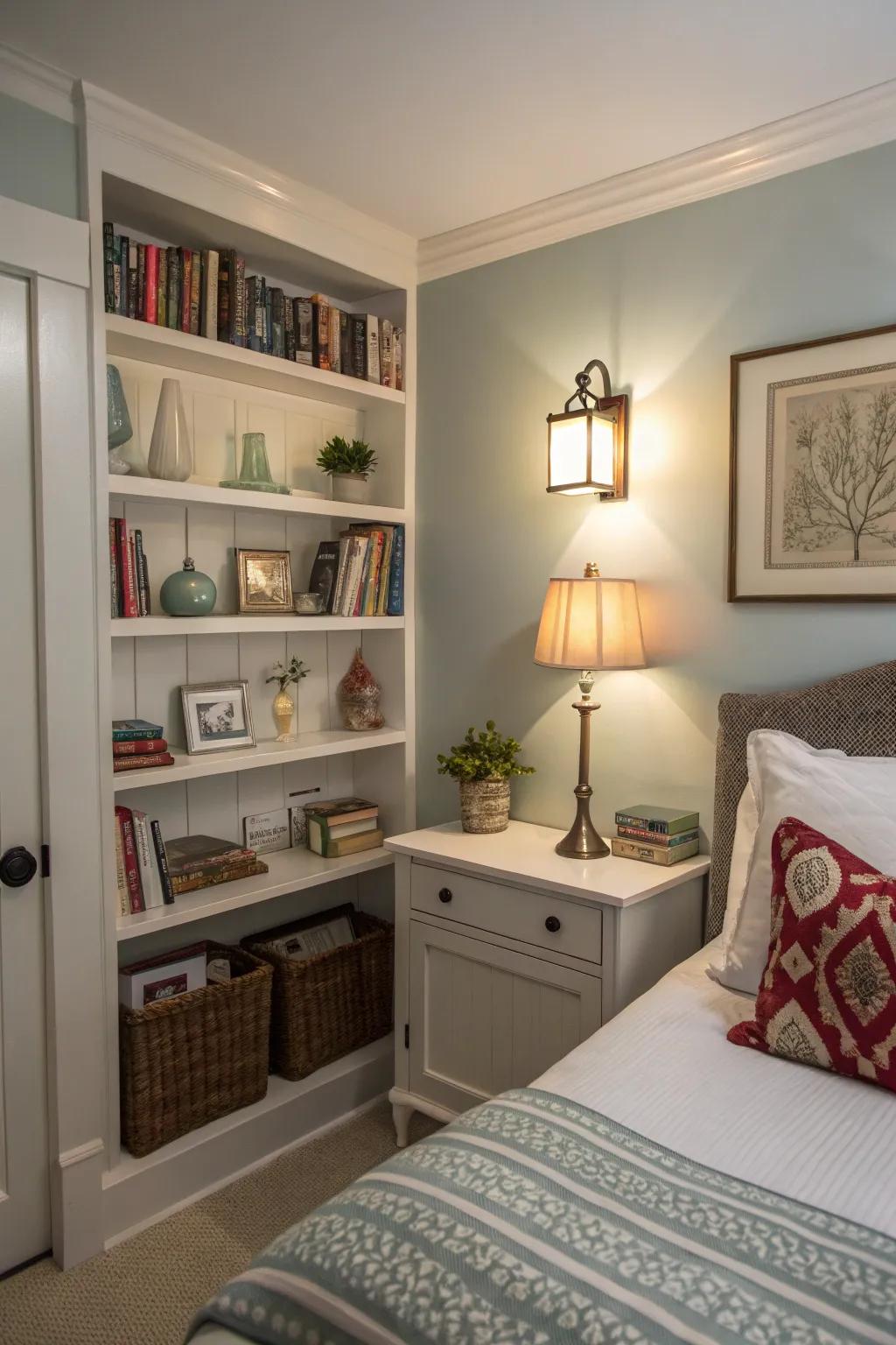 Wall-attached items provide space-saving ideas.