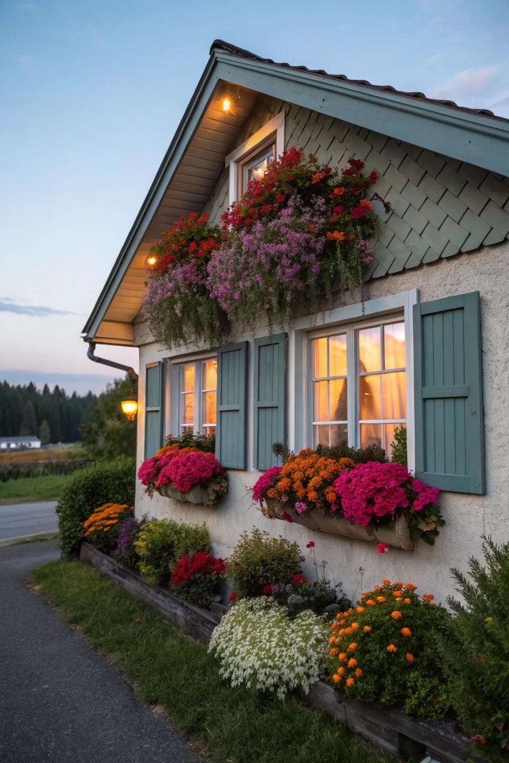 Flower crates incorporate a cheerful hint of shade to your exterior.