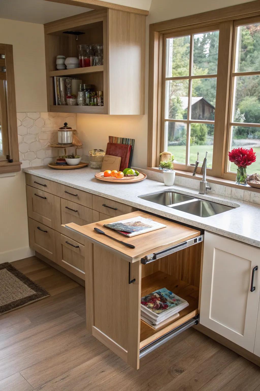 A hidden table that offers area-saving innovation.