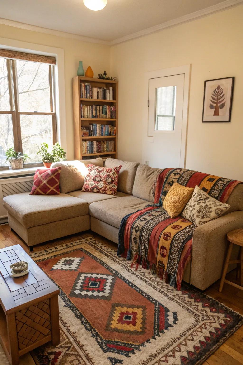 Patterns introduce energetic vibes to small living spaces.