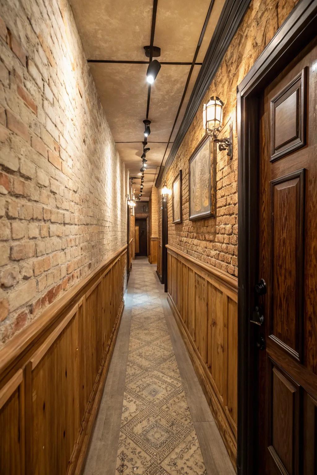 Wall textures add depth and character to your narrow hallway.