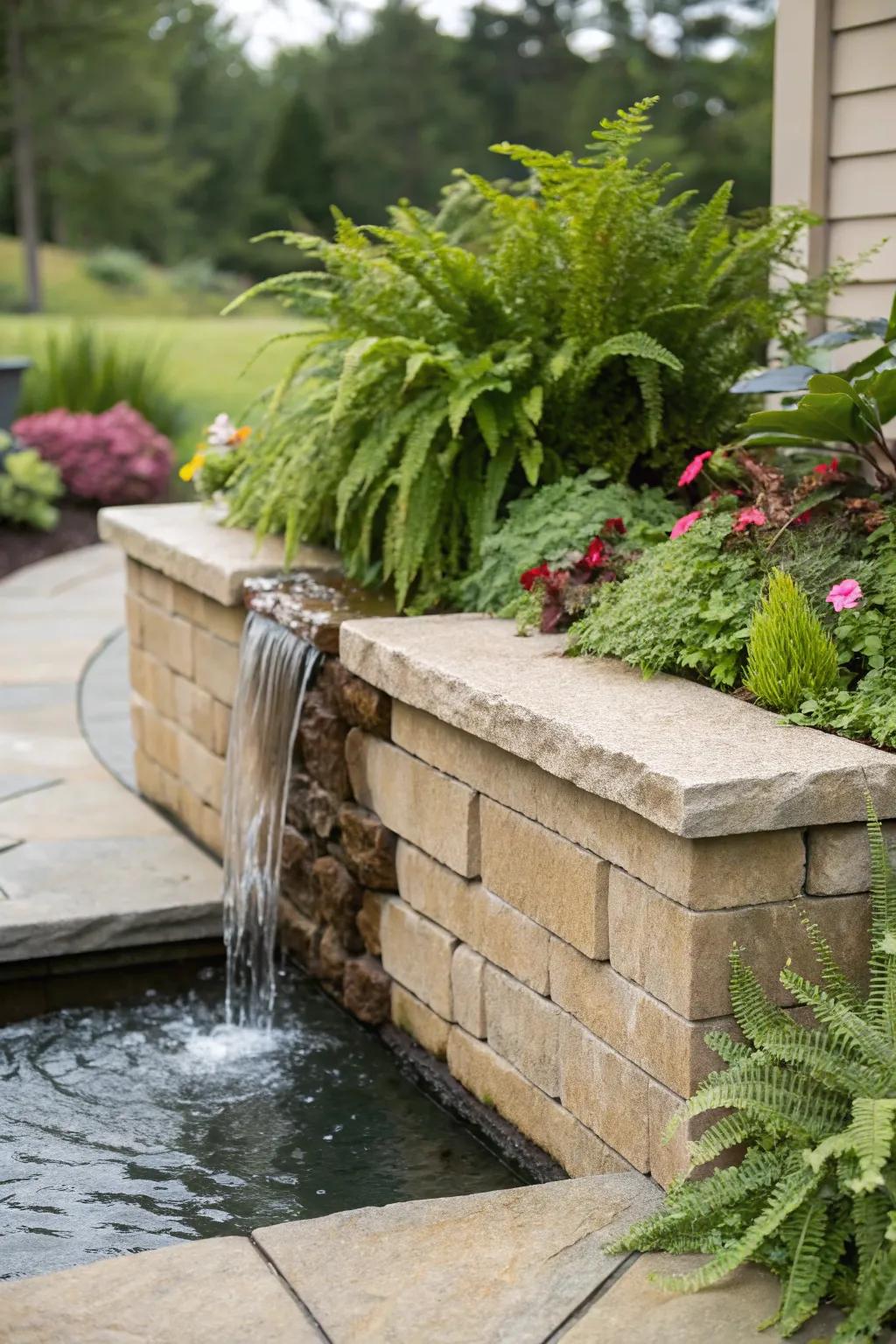 Water attributes in supporting partitions infuse tranquility and charm.