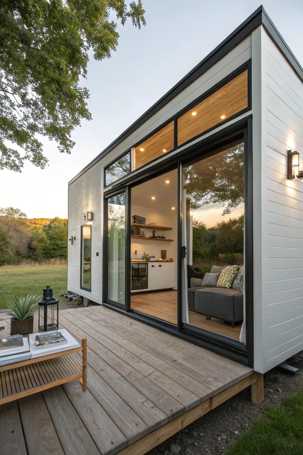 Sliding partitions offer a space-efficient solution in compact small houses.