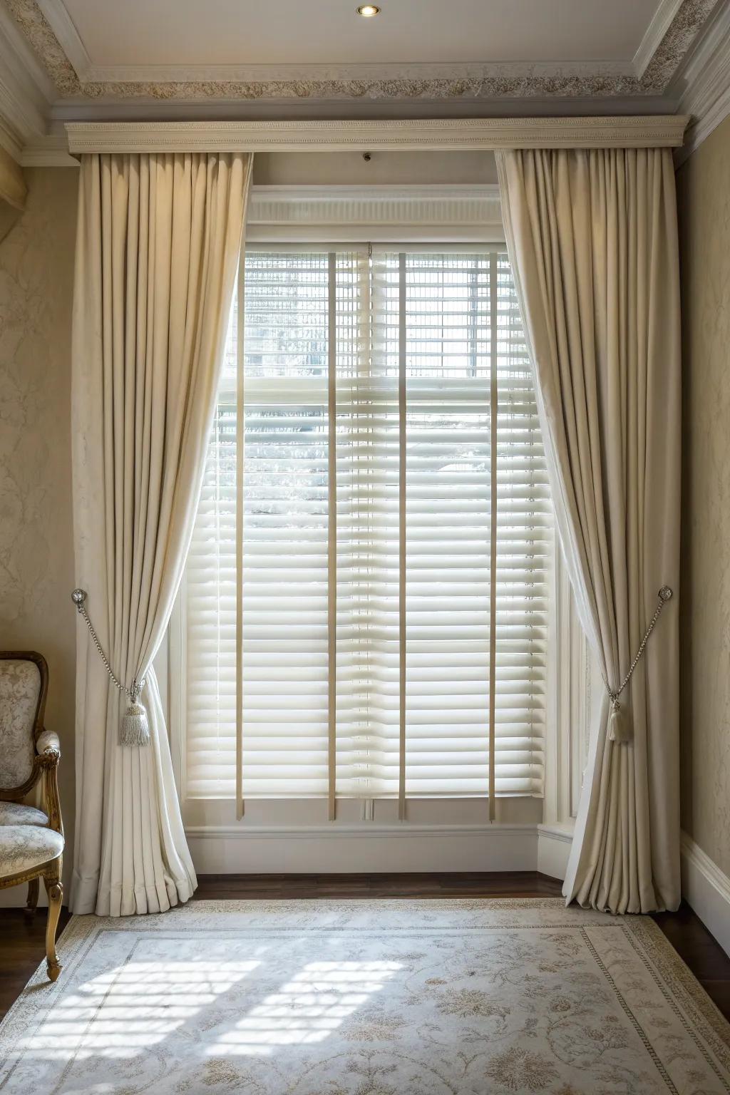 Full-length panels amplify drama and elegance.