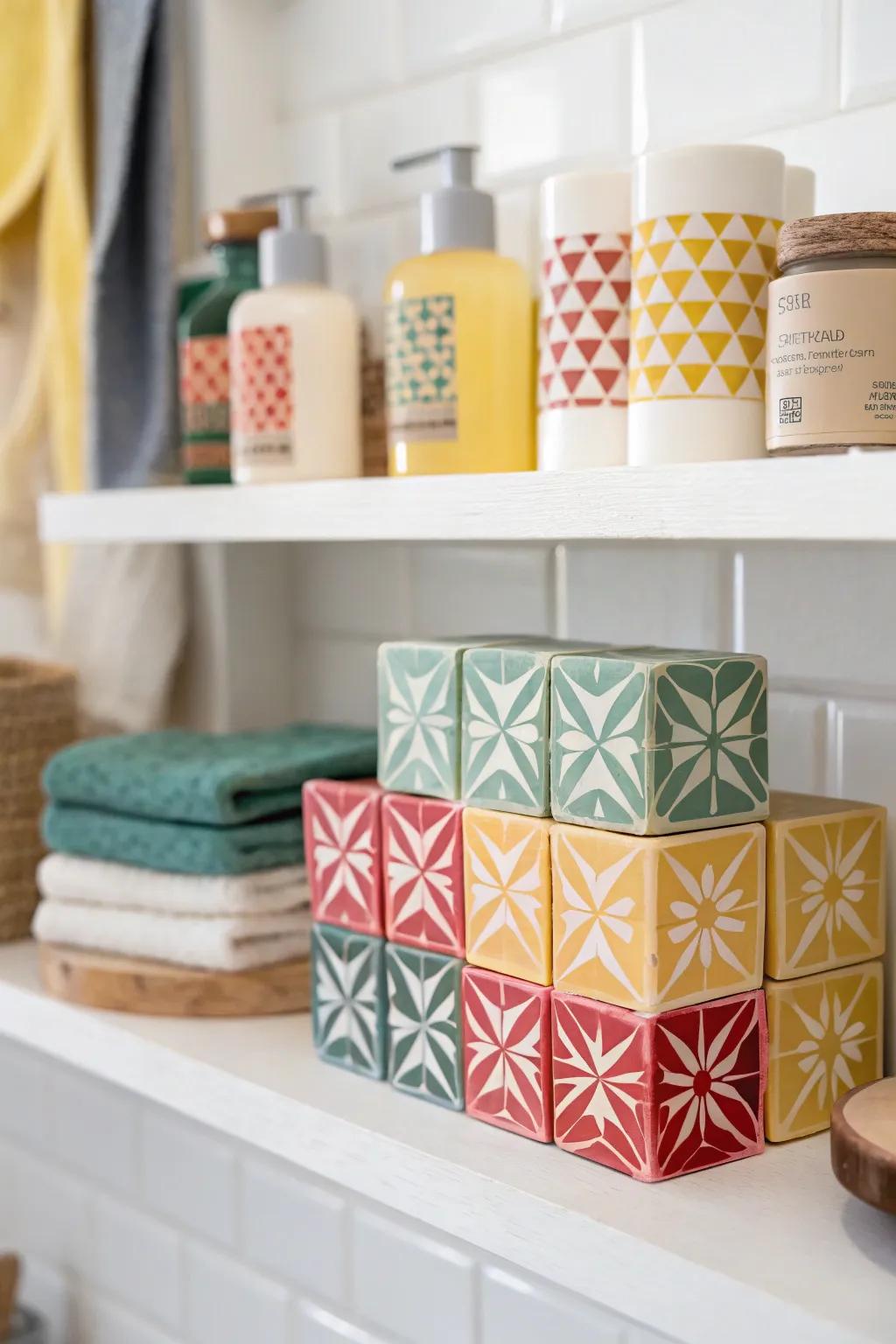 Modern soaps with bold shape-based designs.