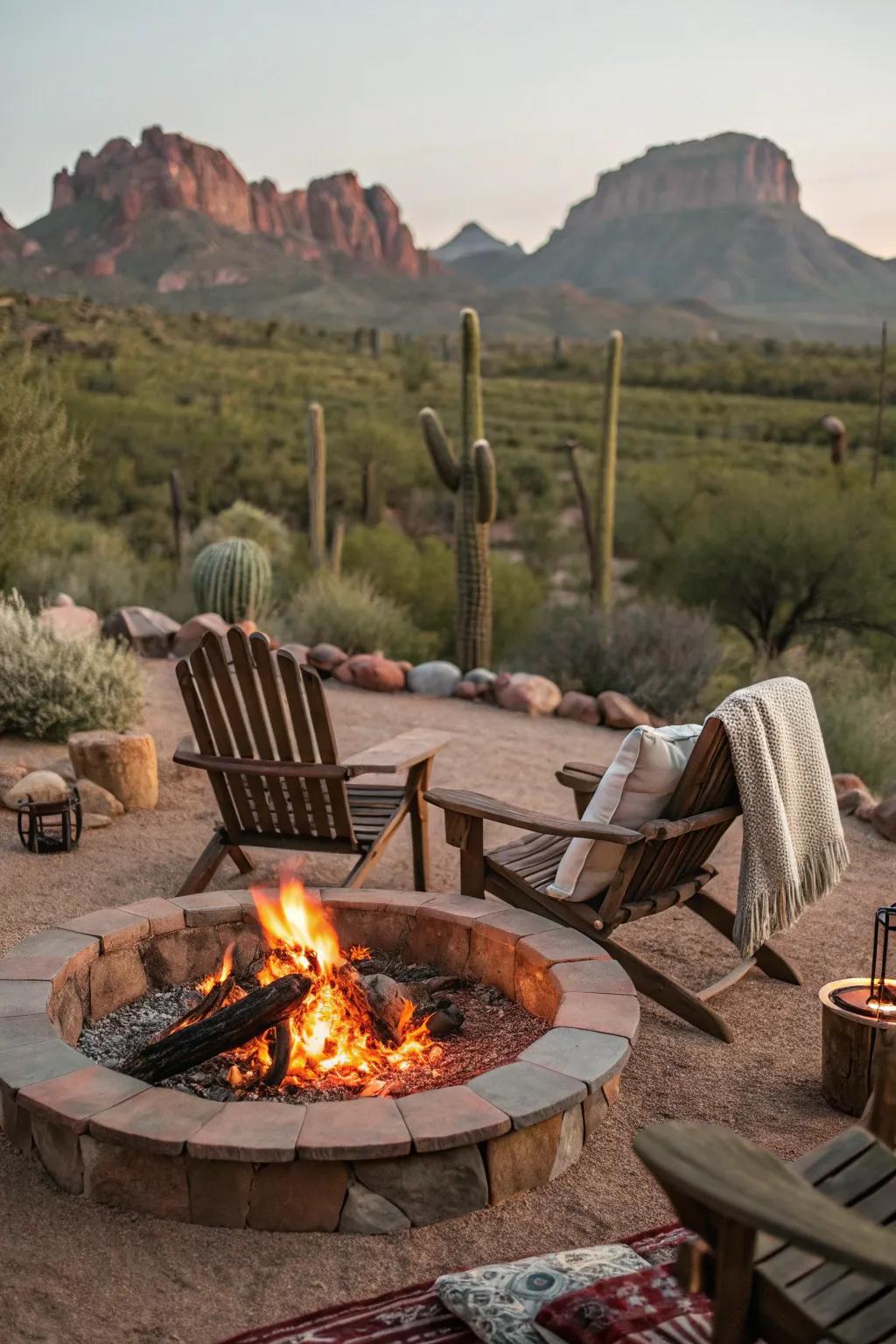 A bonfire spot perfect for cool desert evenings.