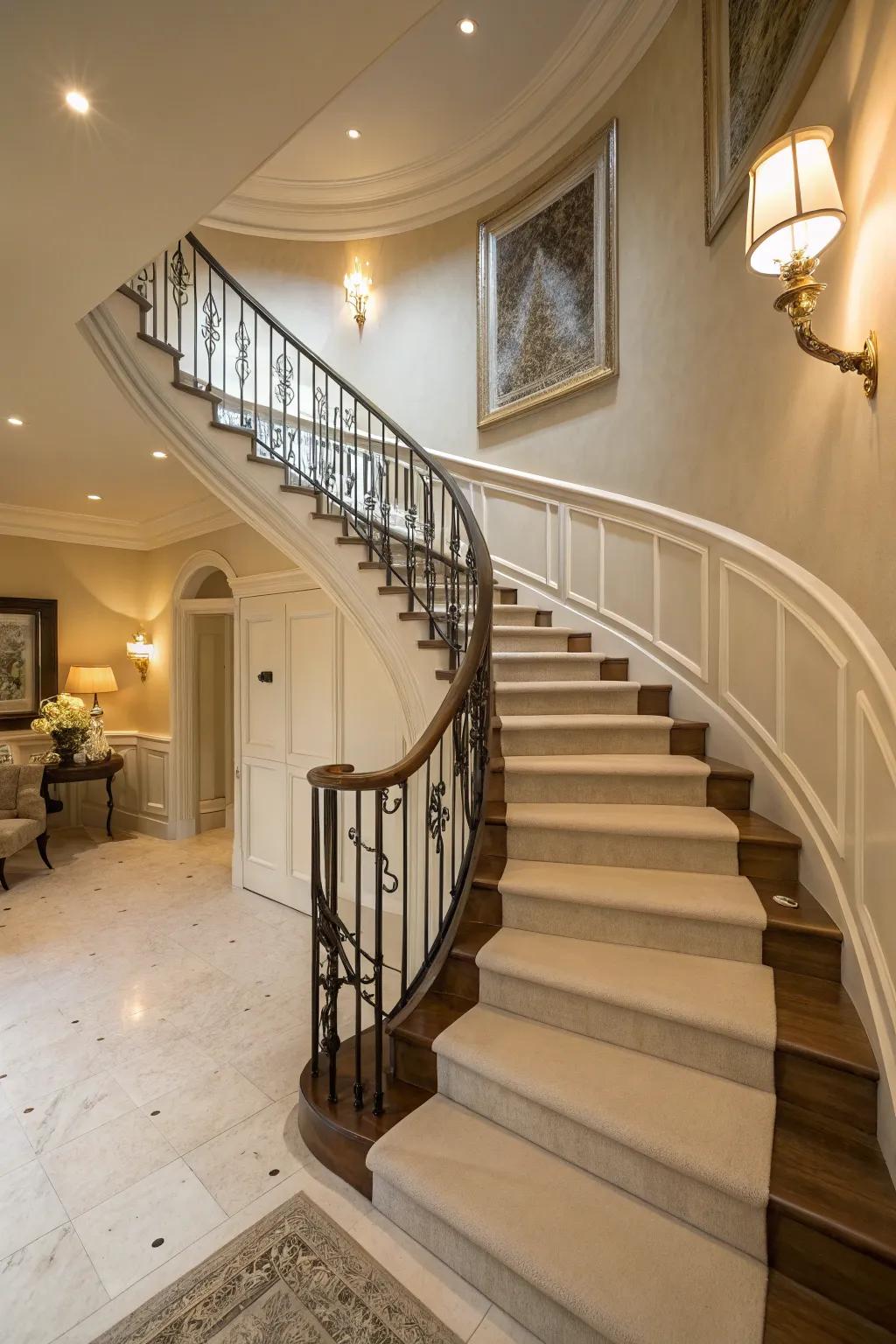 Curved railings enhance the flow and elegance of a space.