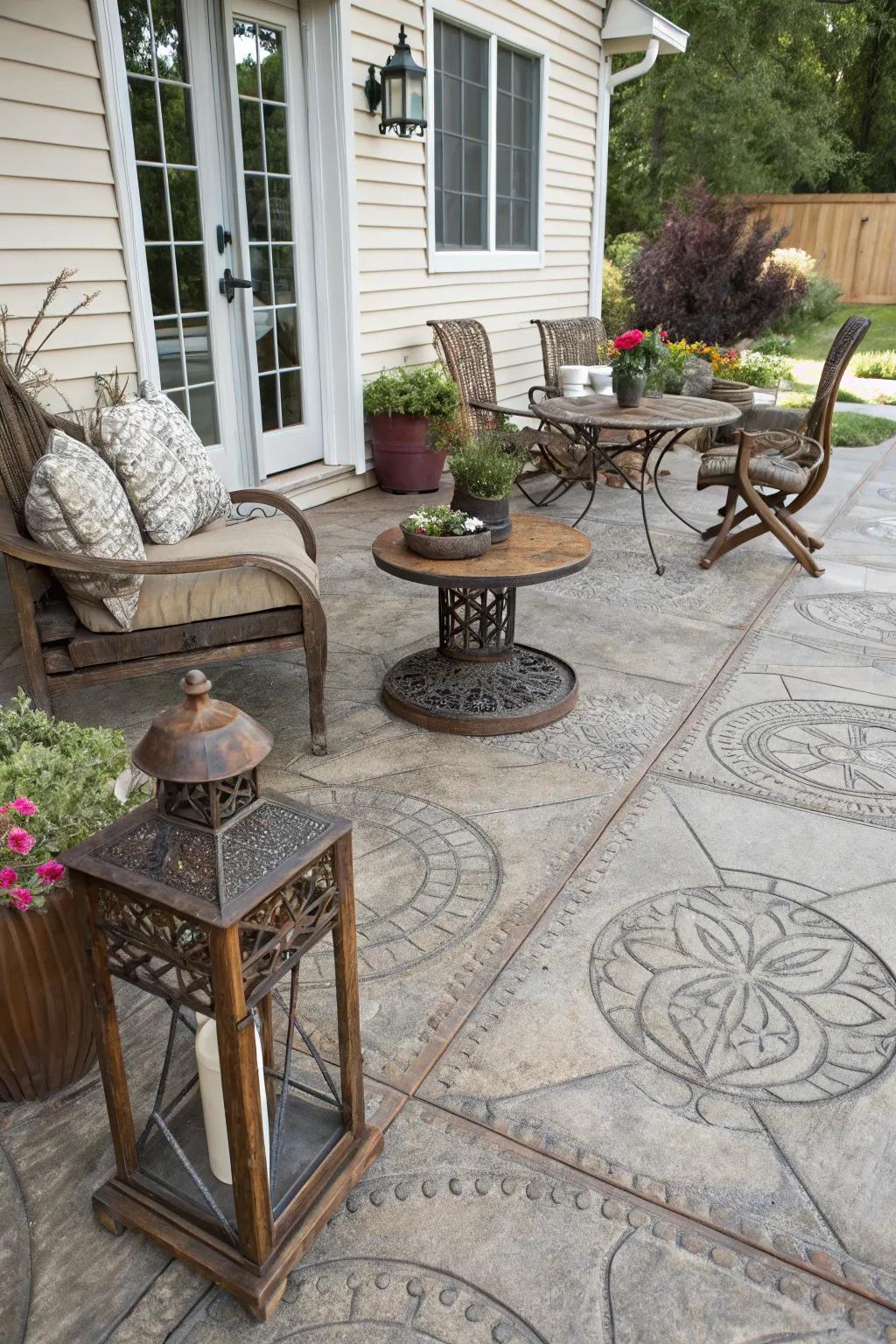 Vintage finishes give this patio a classic, timeless feel.