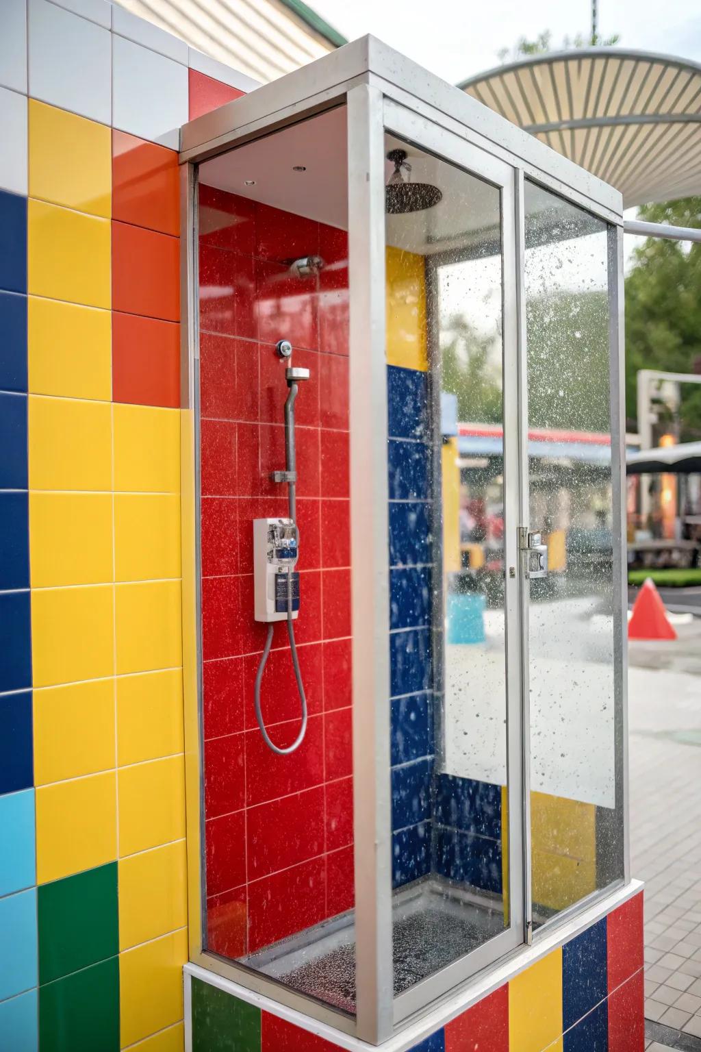 Strong colors add personality and energy to your shower.