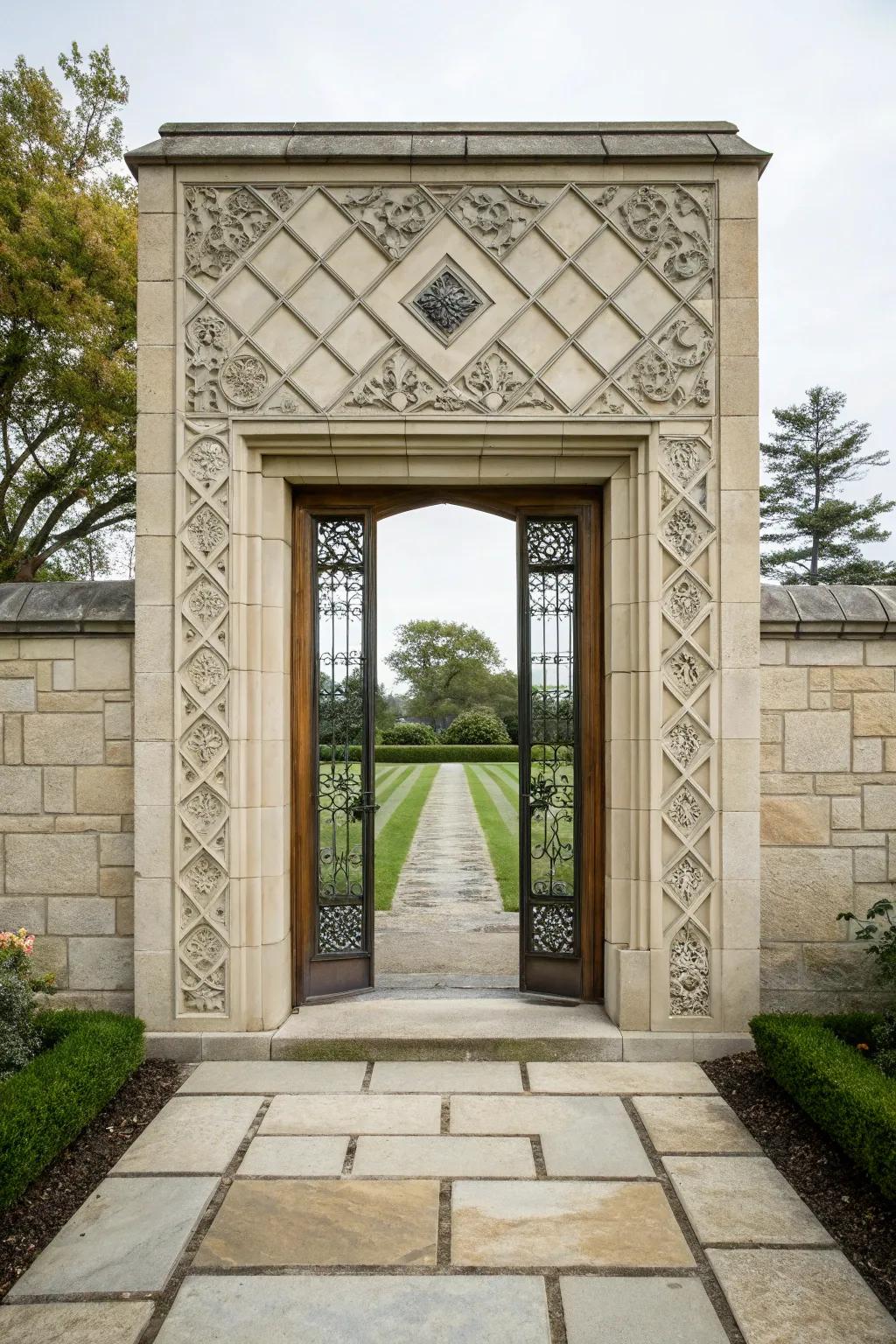 Symmetrical stone layouts offer timeless harmony.