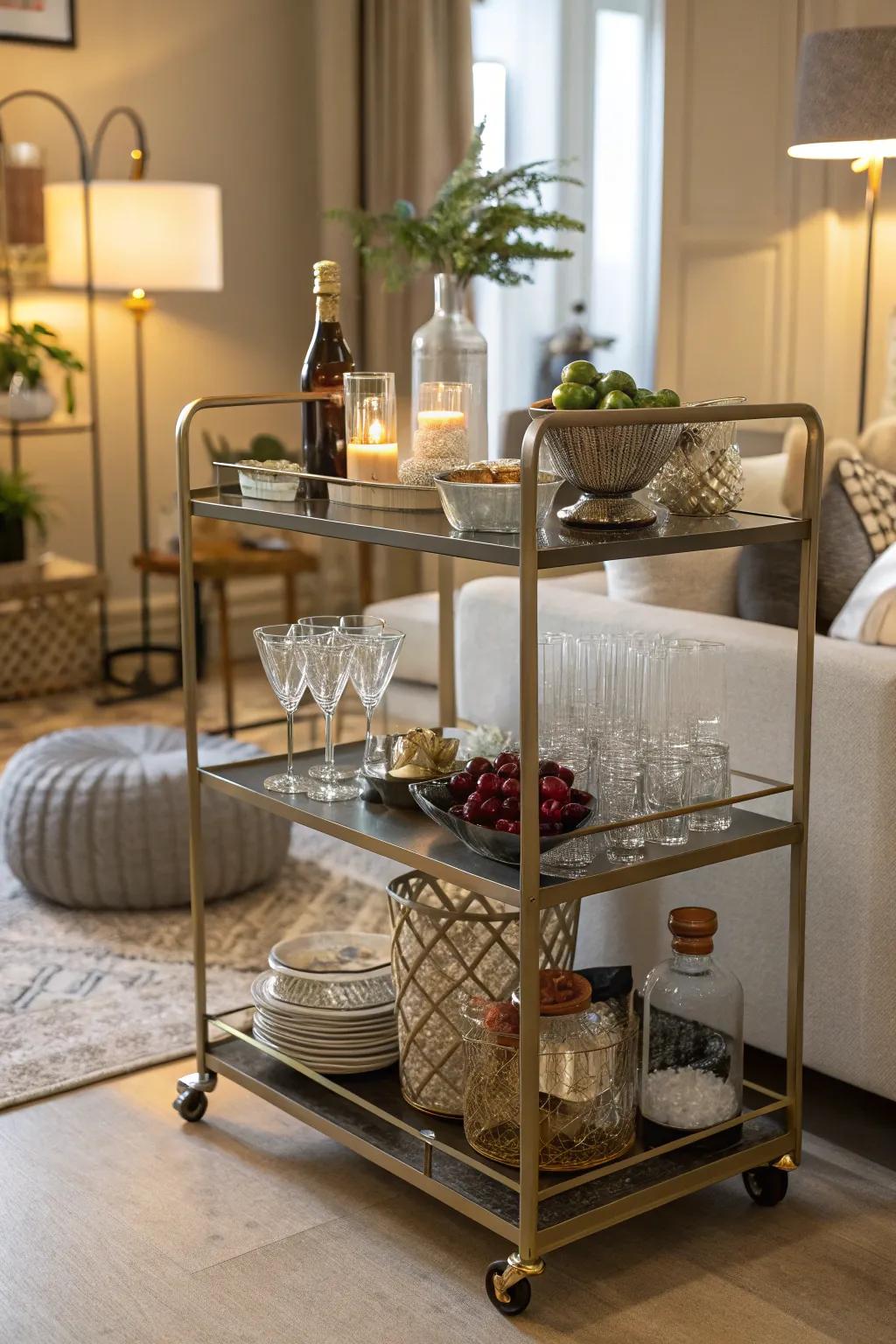 Stylish carts work as both storage and a serving station.