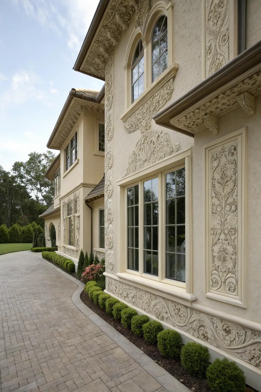 Tiered edges introduce complexity and luxury to this elegant home.