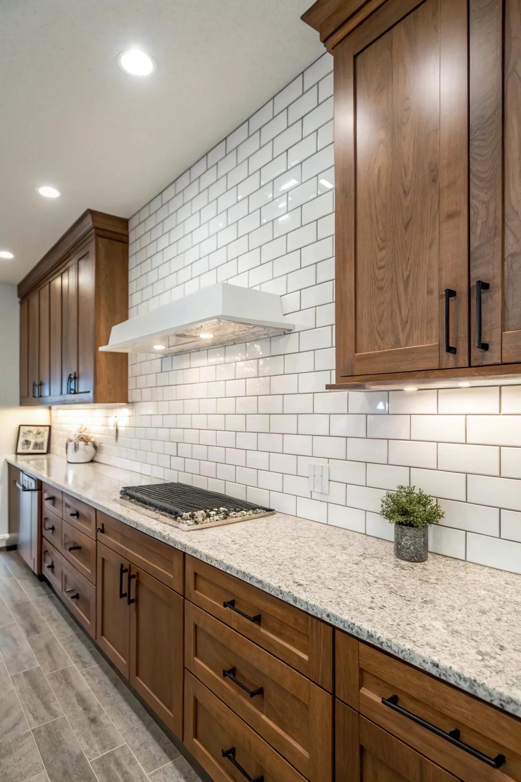 Create drama with a full wall of brick tiles.
