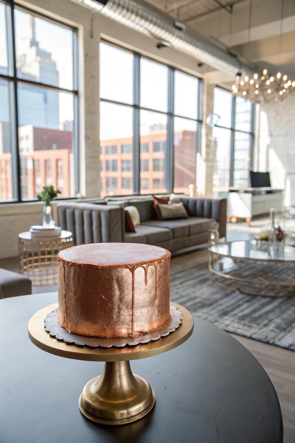 An iridescent marvel cake seizing attention with its futuristic design.