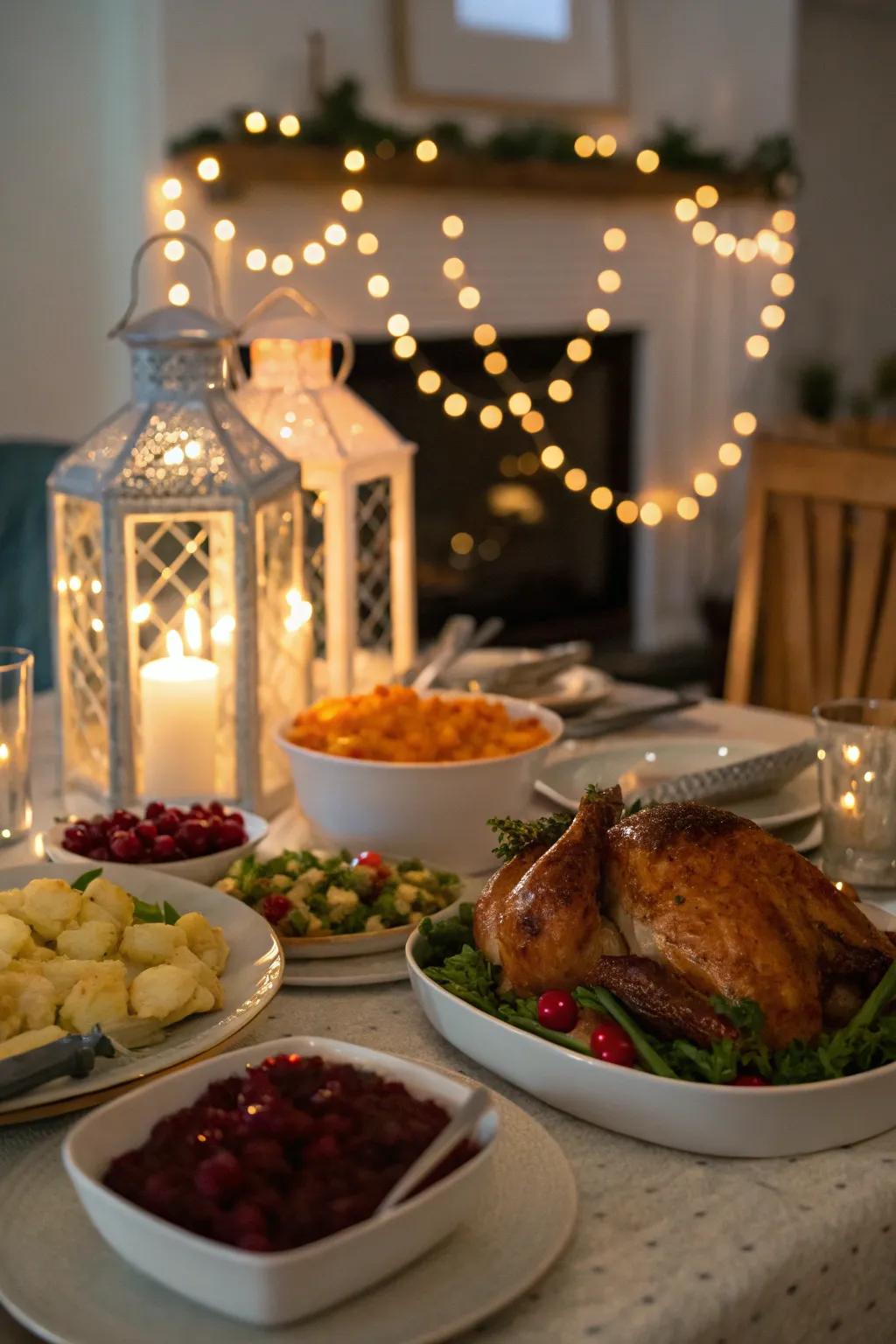Integrated illumination enhances the captivating atmosphere of your Thanksgiving feast.