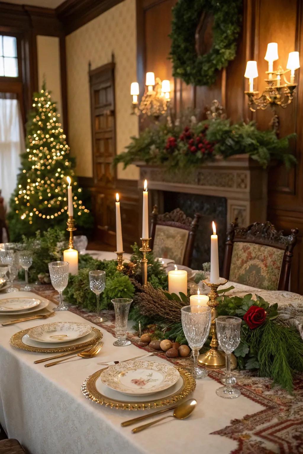An elegant themed supper table setting.