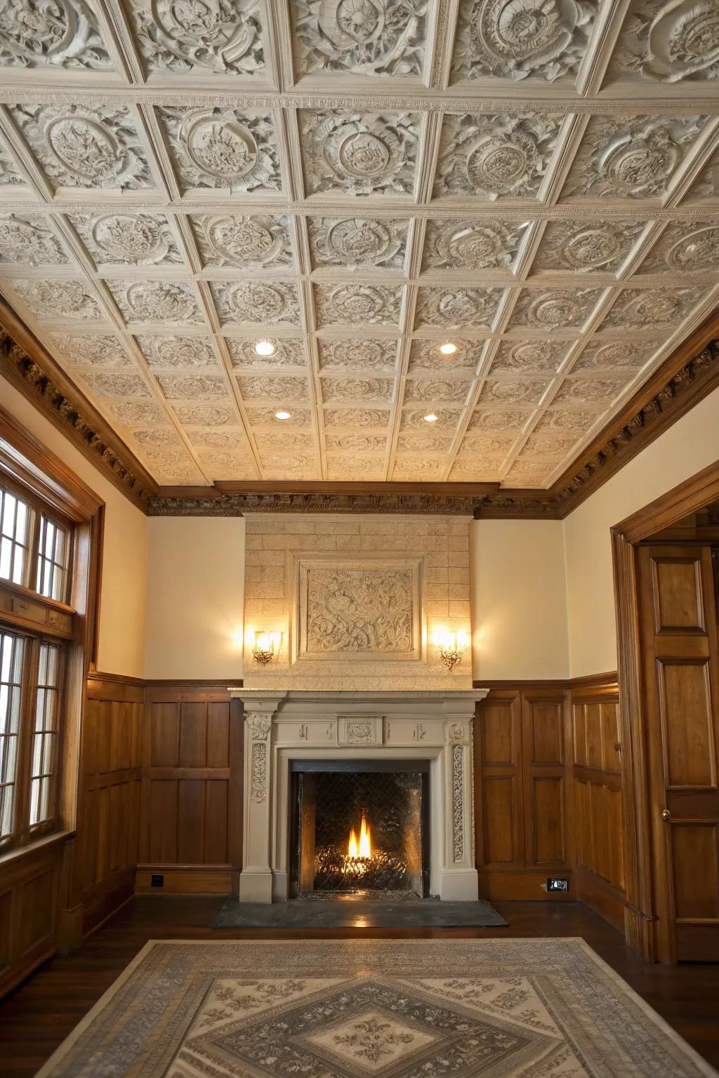 Accent your space with metallic ceiling features.