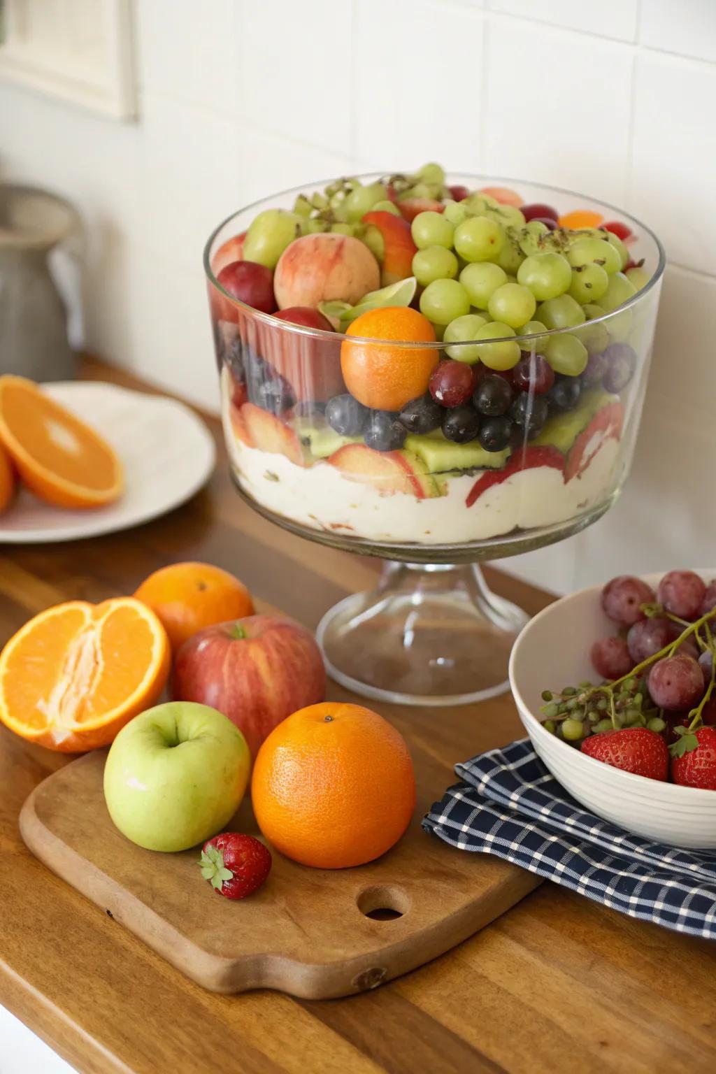 A fruit-filled vessel brimming with brightness.