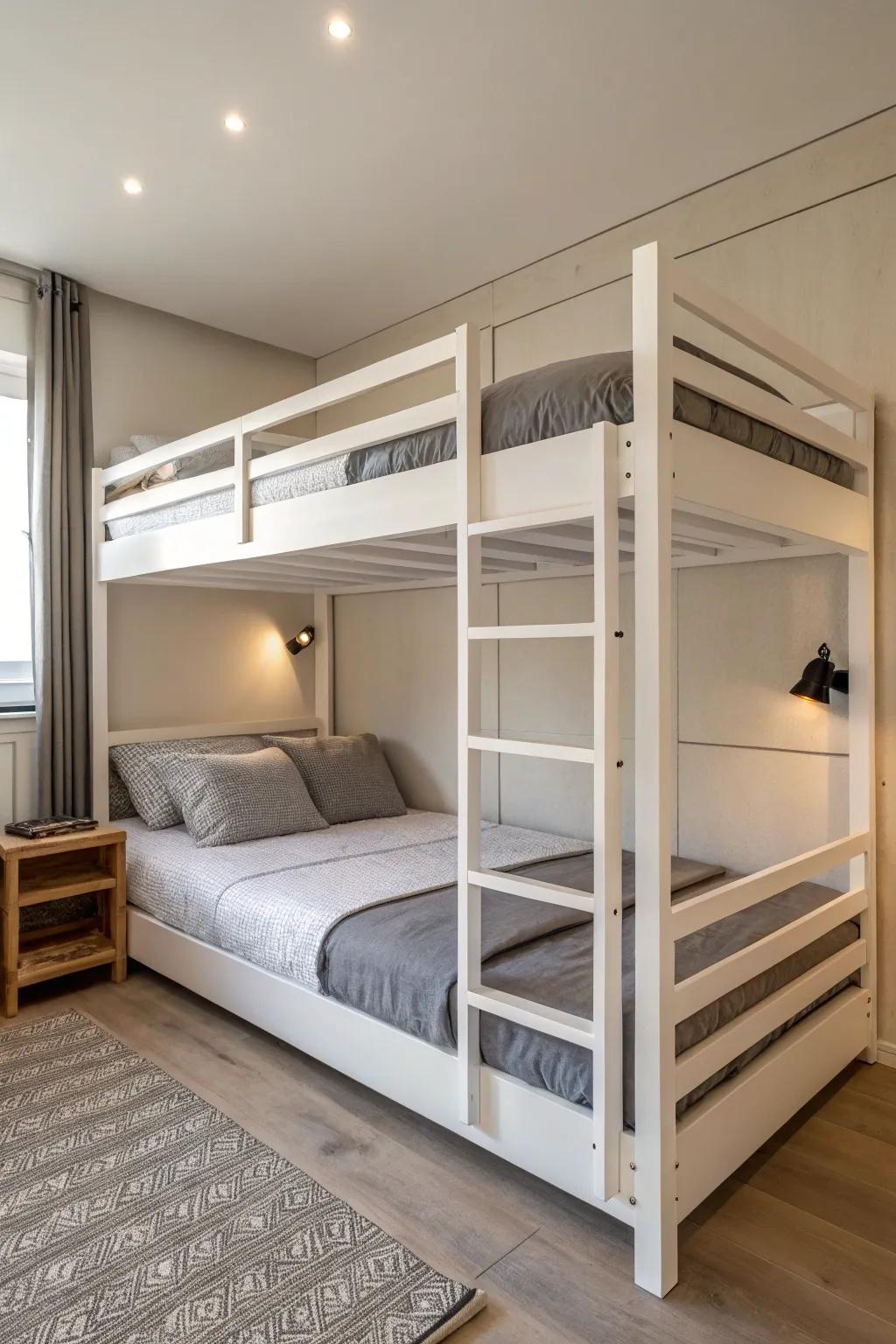 Embrace simplicity with a minimalist triple bunk bed design.