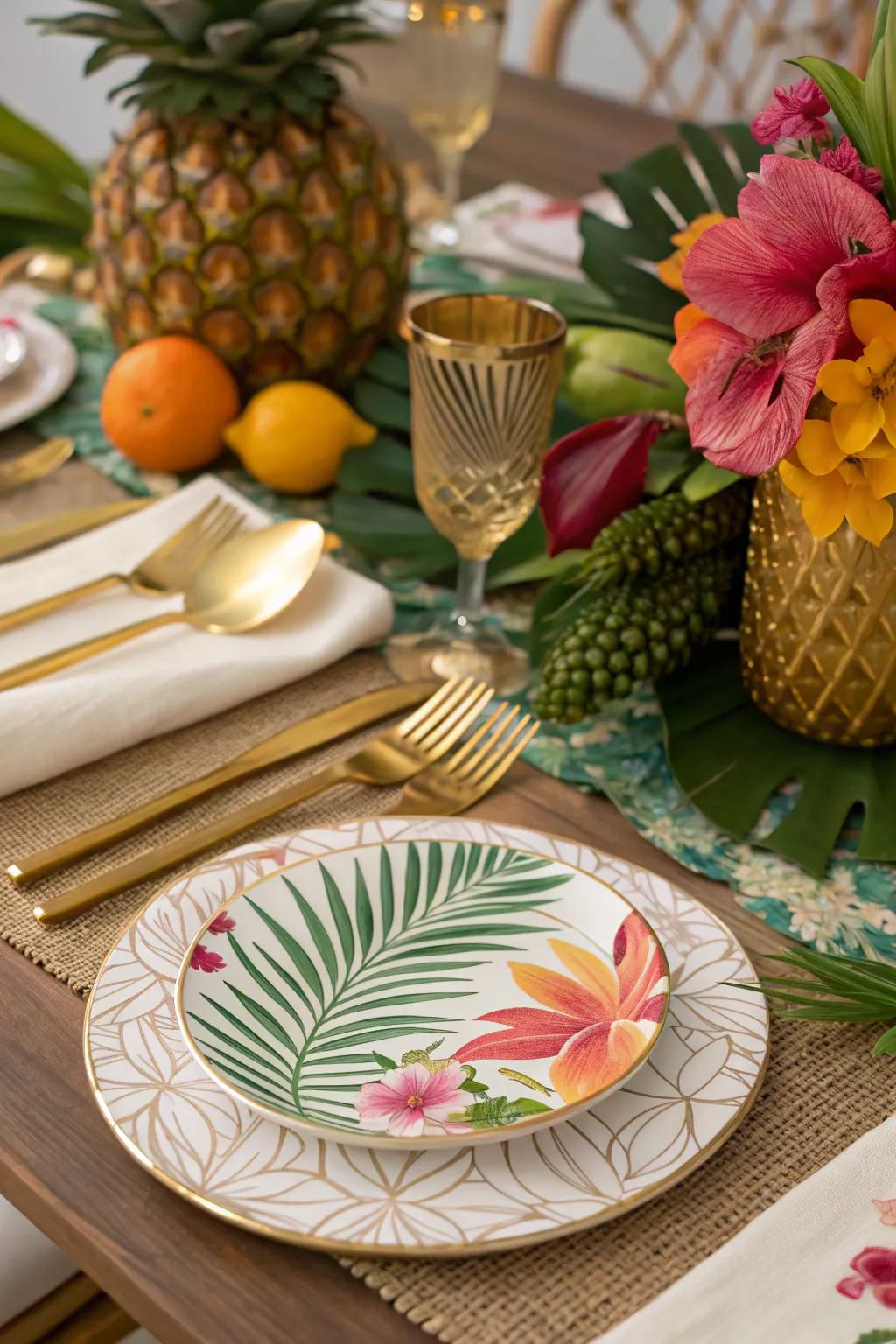 Gilded details introduce elegance to the décor.