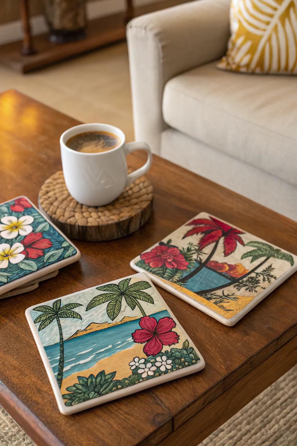 Handcrafted tropical beverage bases impart a personal signature.