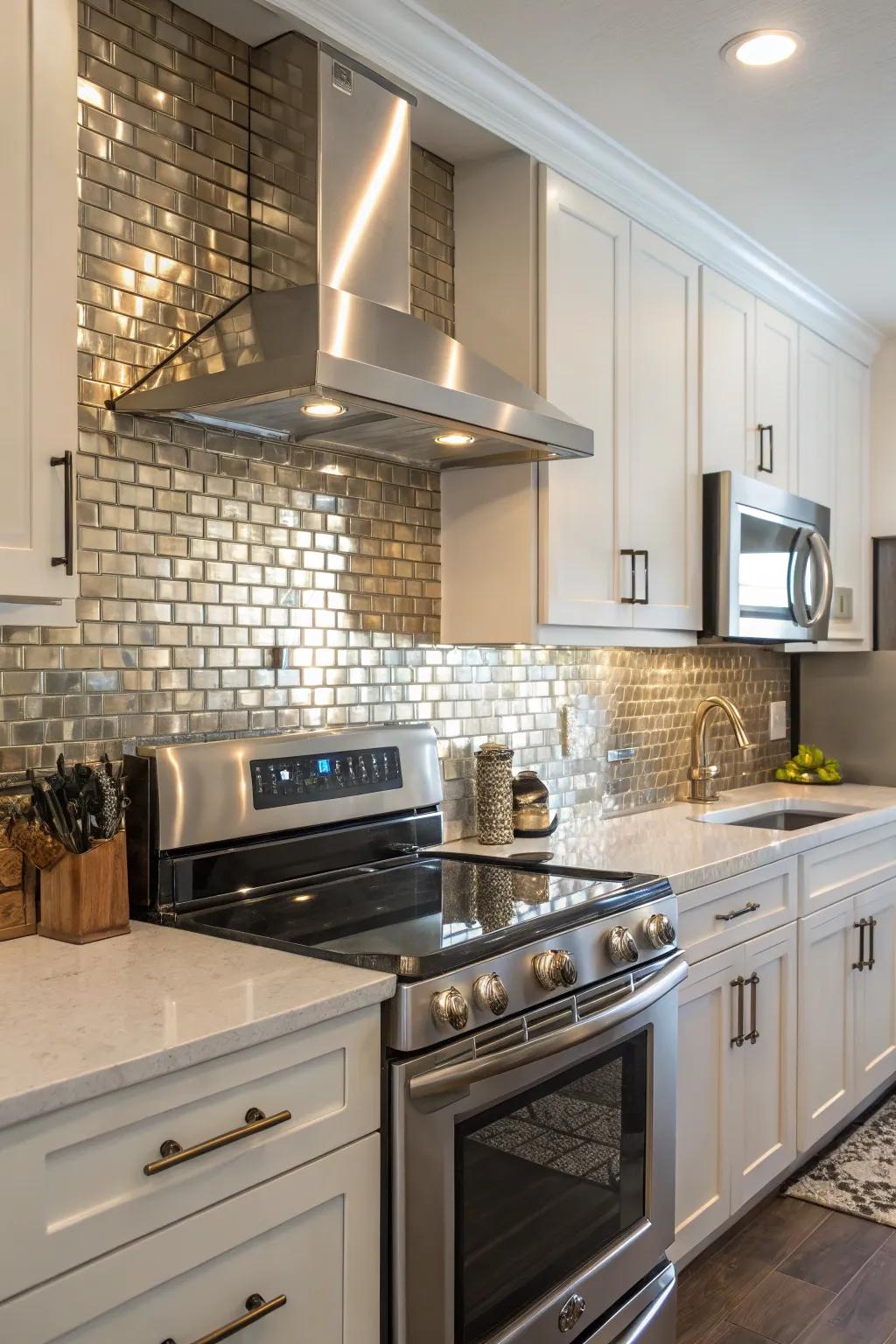 Glam up your kitchen using shiny touches.