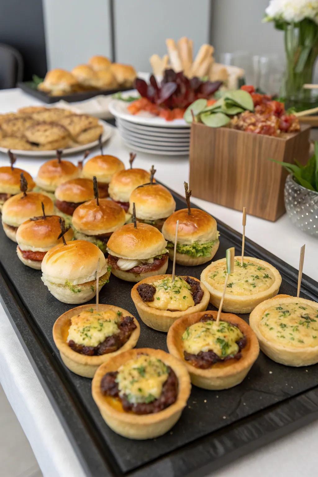 Upscale snacks keep guests happy and fit the theme.