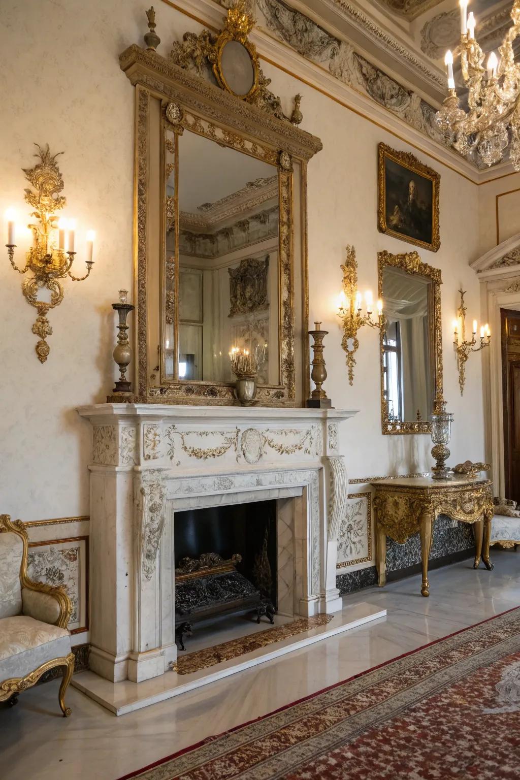 A marble hearth that serves as a breathtaking focal point.