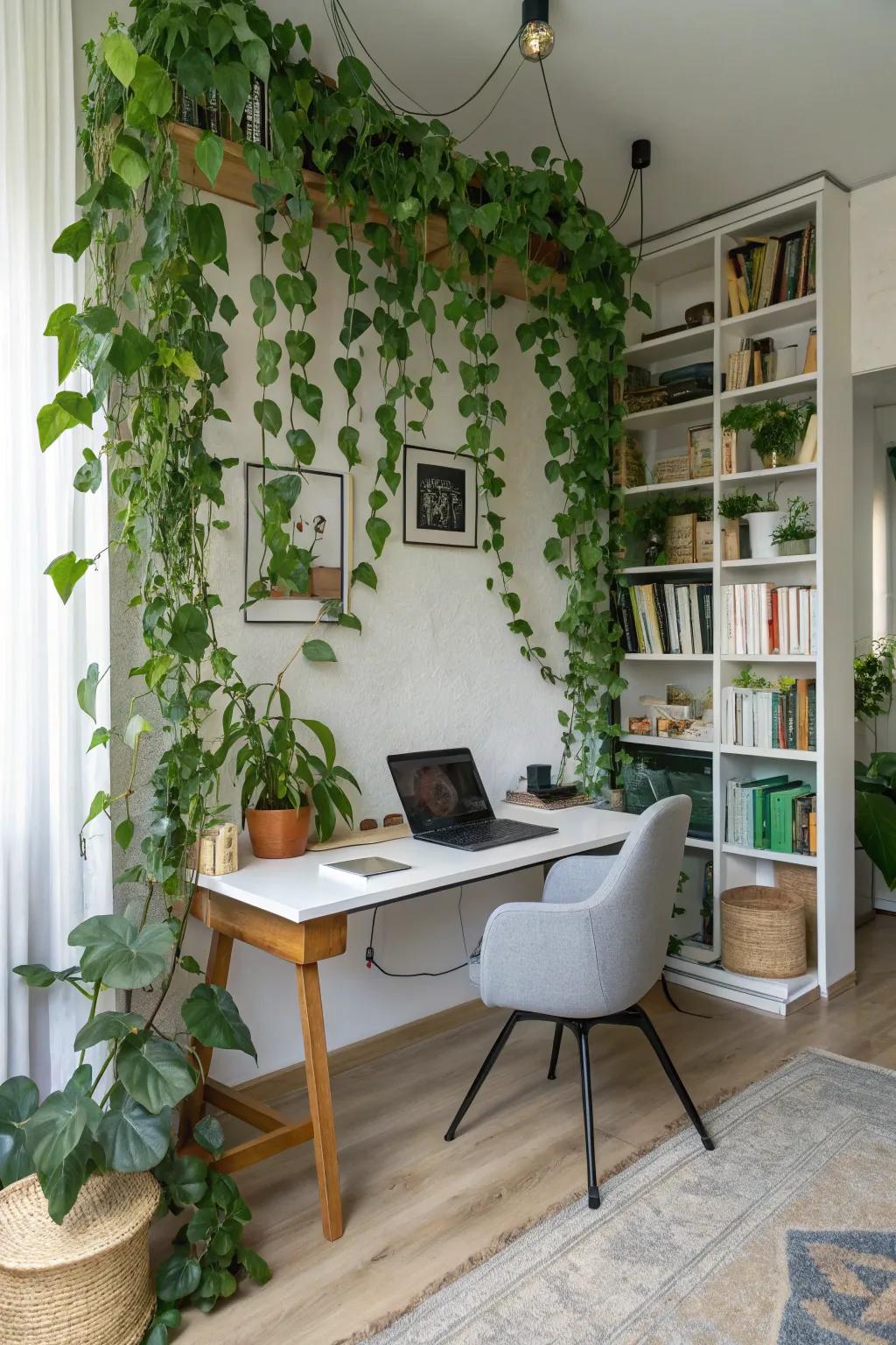 Stimulate creativity with a workspace enhanced by vines.