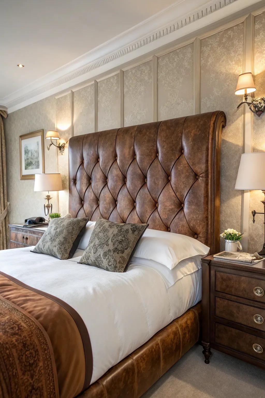 Vintage leather imparts a luxurious and timeless charm.