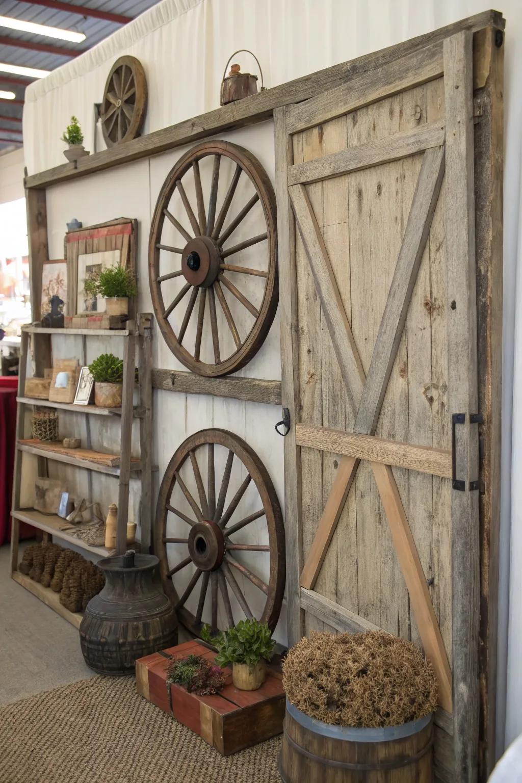 Layered ornamentation incorporates depth and complexity to this rural wall exhibit.