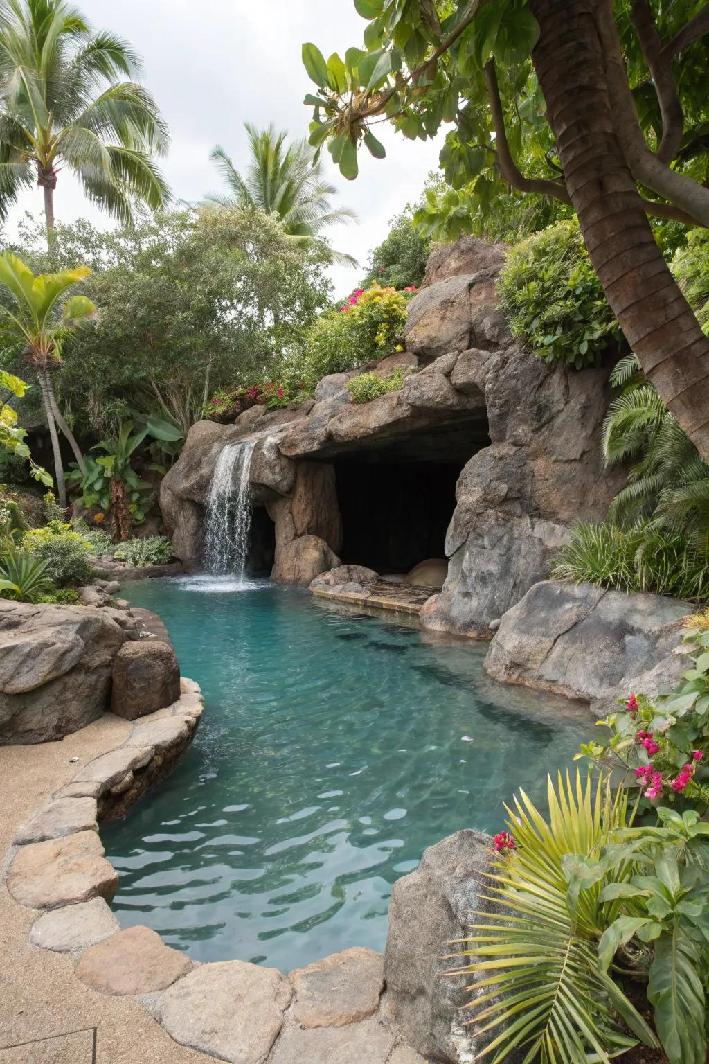 Concealed hollows furnish a secluded refuge inside the ambit of your pool expanse.