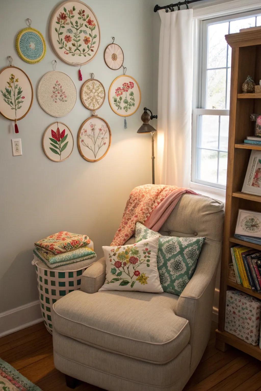 Embroidered circles are uniquely personal and charming.