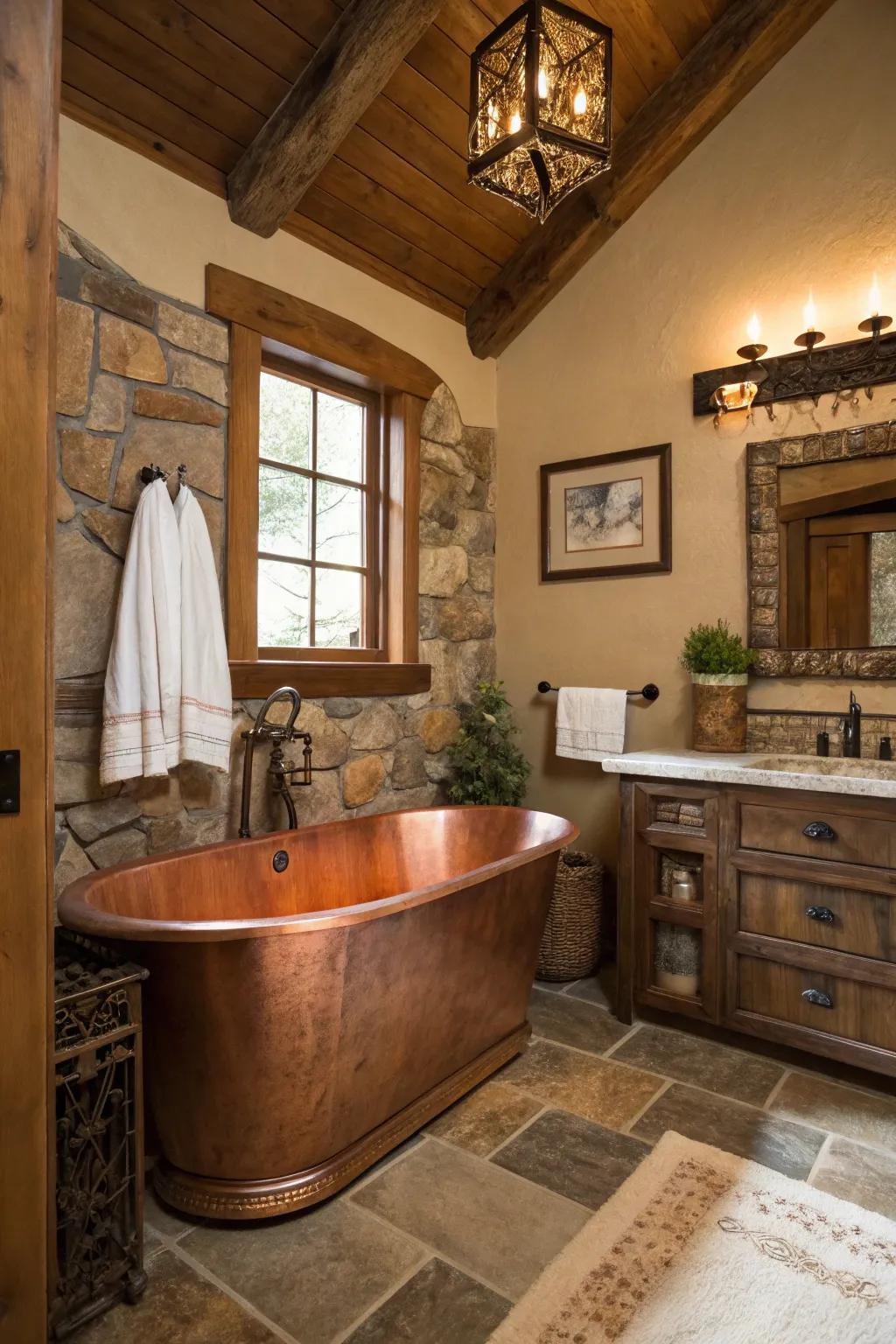 Achieve rustic elegance with a copper water trough soaker.