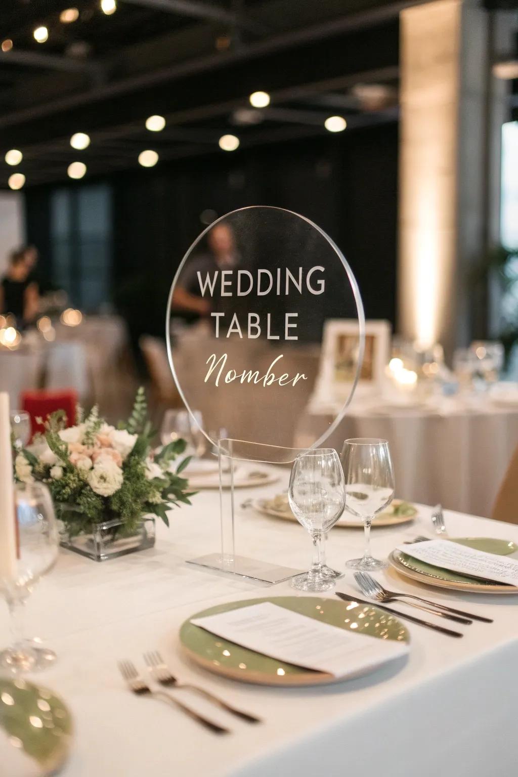 Polymer circles convey an urban chic vibe to your wedding tables.