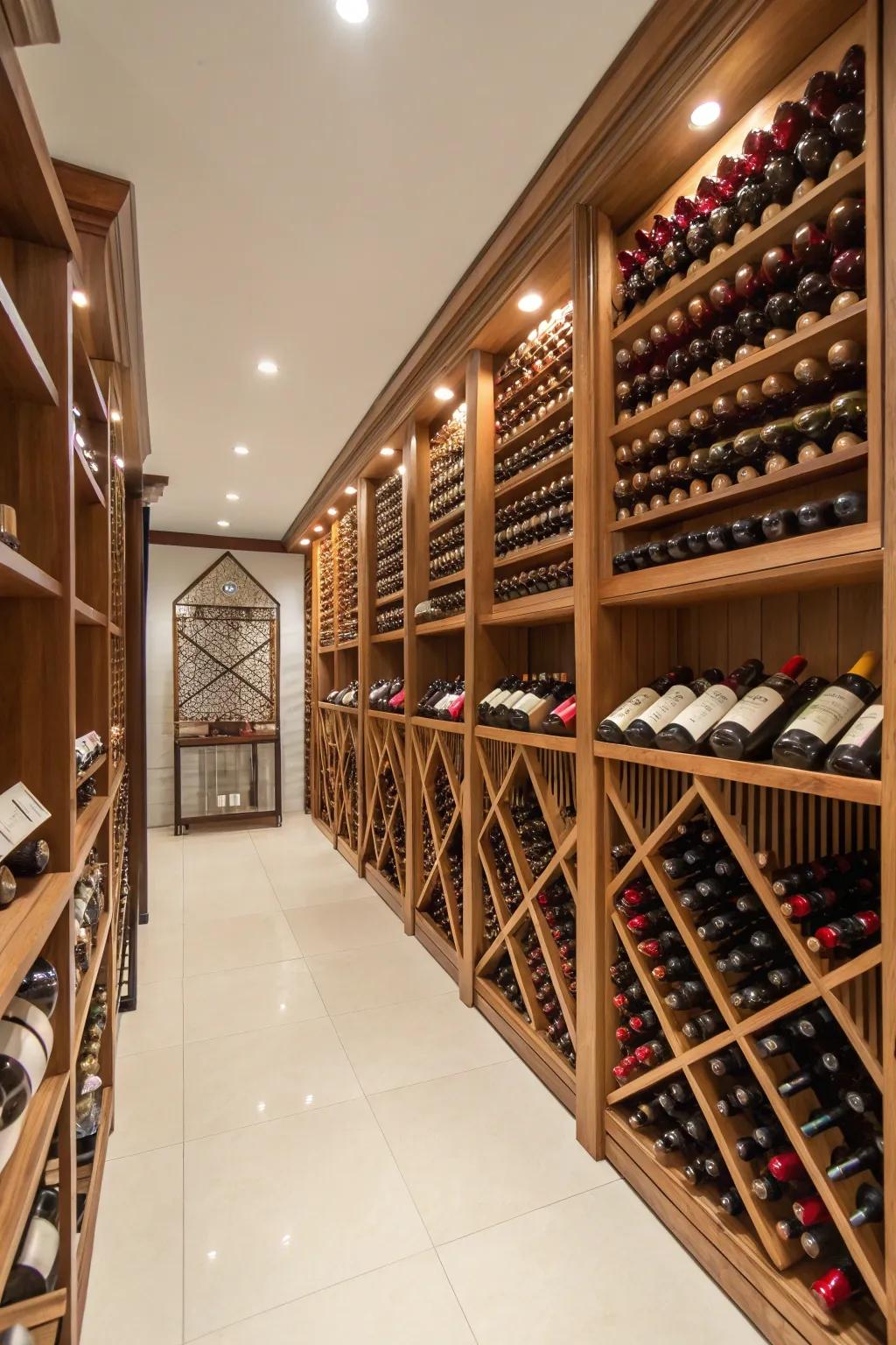 Wine cellar showcasing a symmetric and well-proportioned design.