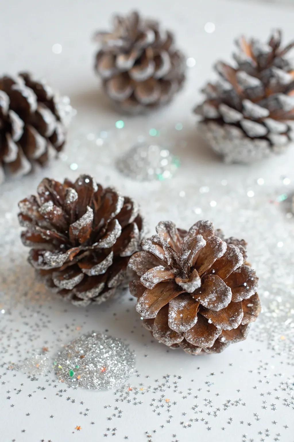 Iced cones infuse a semblance of winter radiance.
