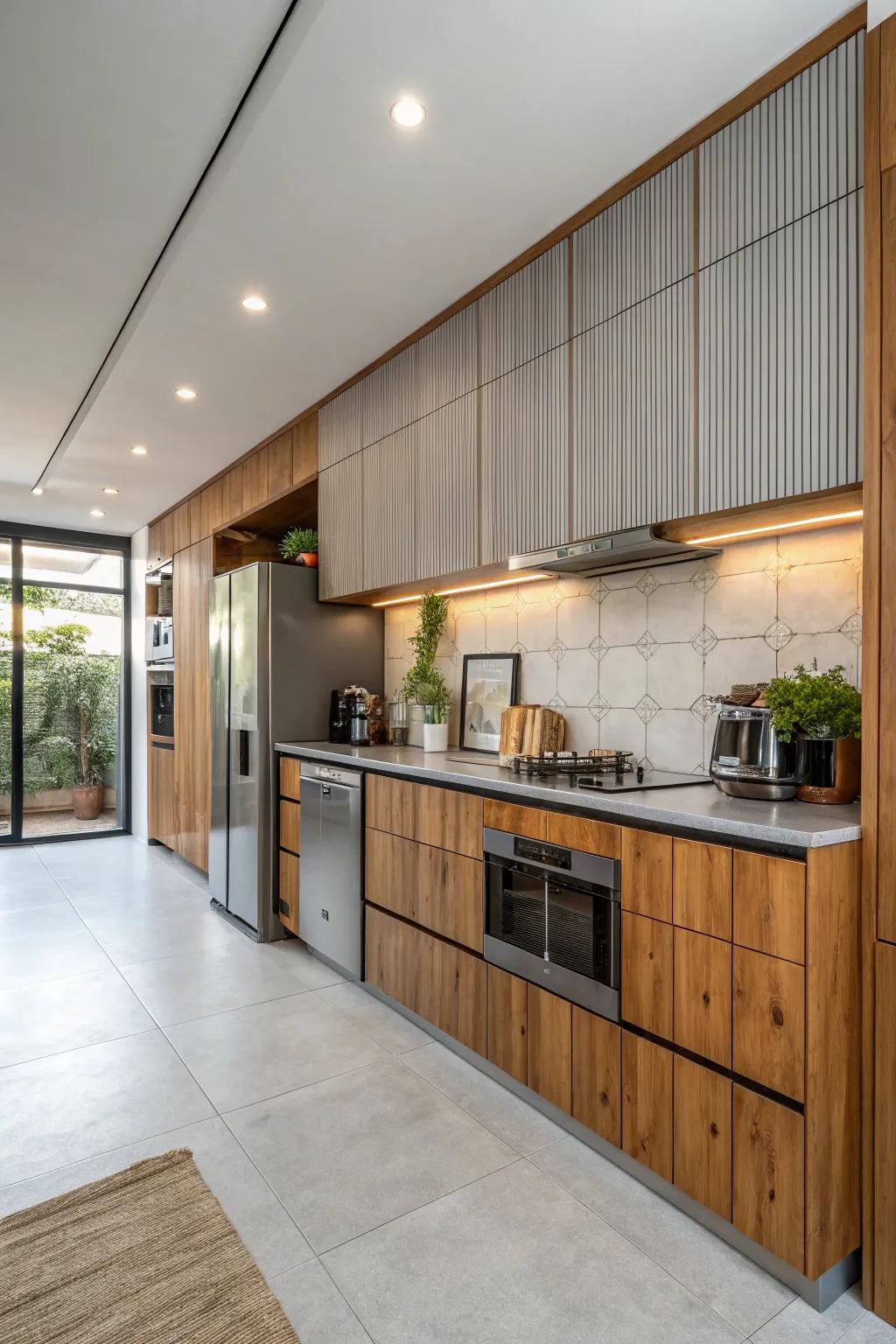 Mixing materials with wood panels adds a sleek and modern edge to your interior design.