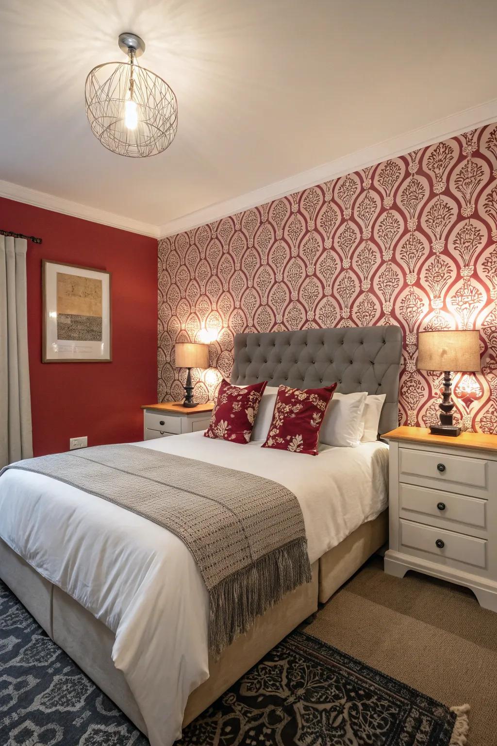 A highlighted wall introduces dynamic visual appeal.