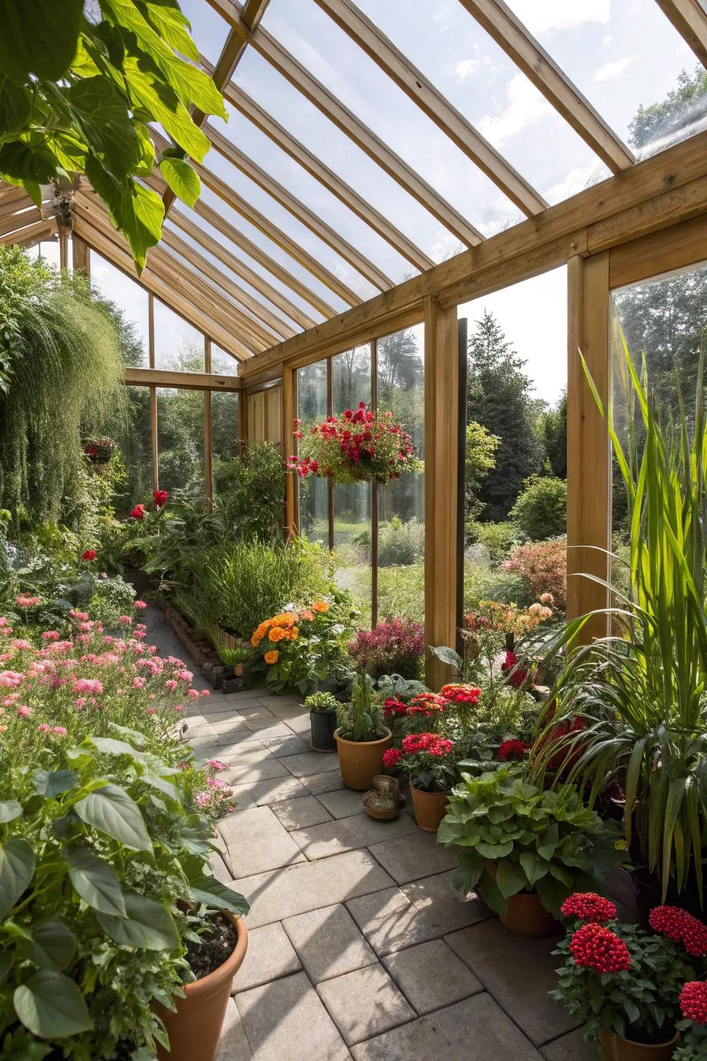 A productive glasshouse for year-round gardening.