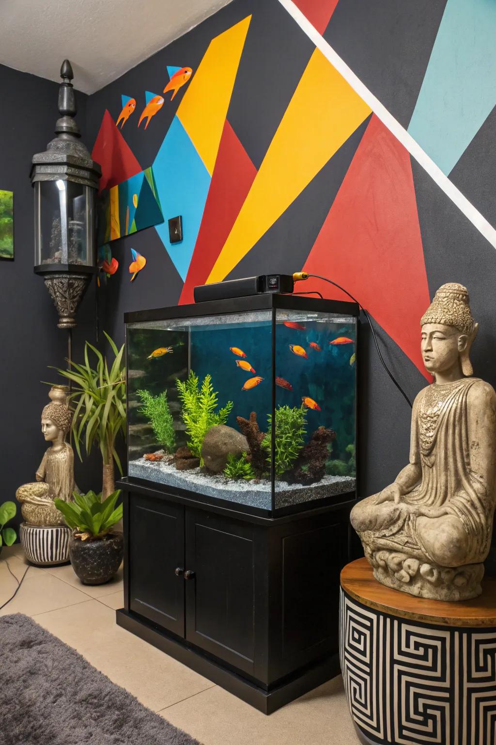 Contemporary art elements transform your tank into a stylish focal point.