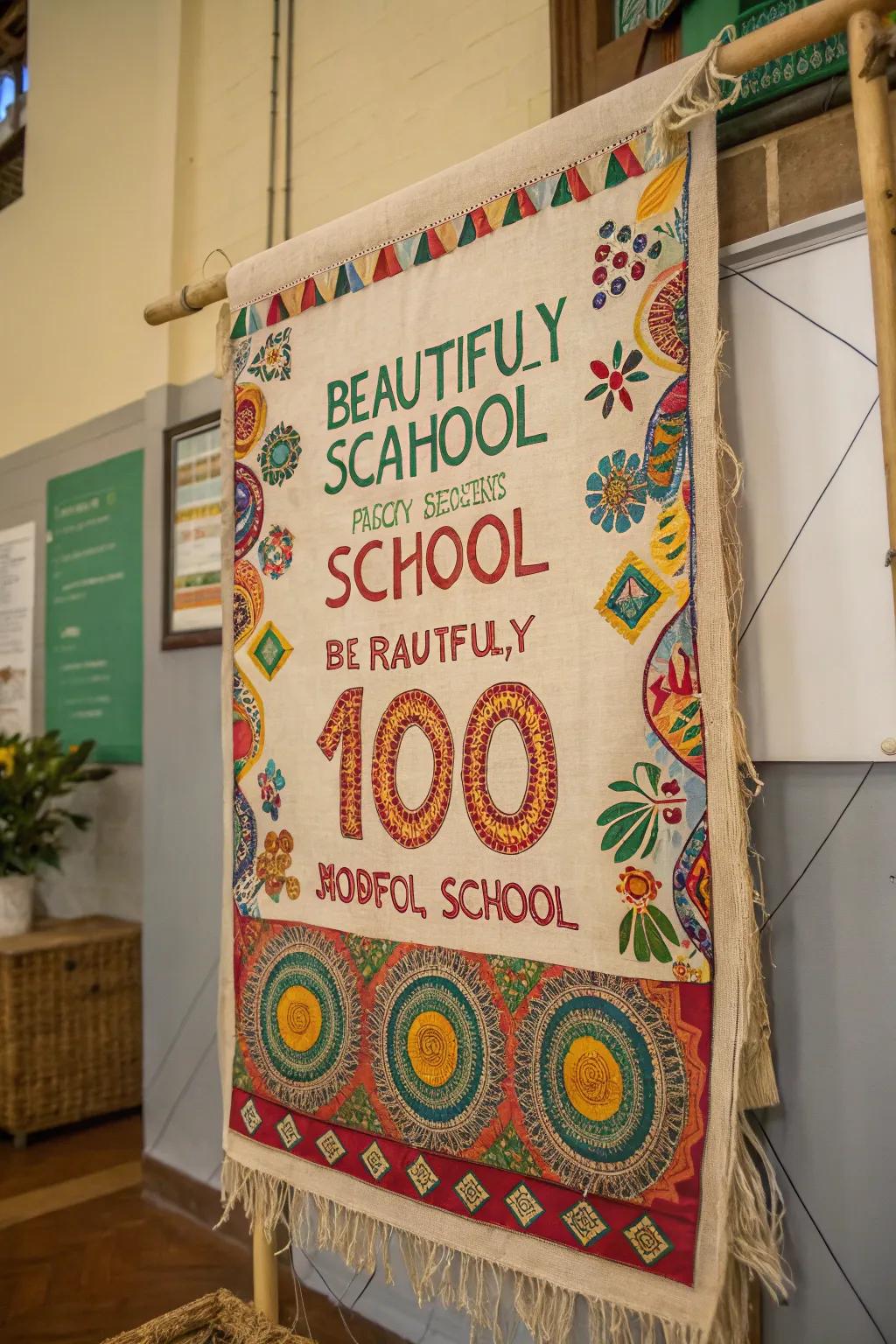 Celebrate sustainability with a stunning 100-day school poster crafted from recycled treasures!