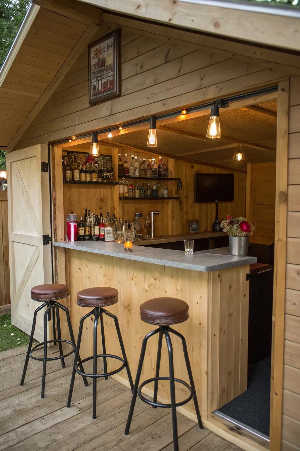 Host unforgettable gatherings with a shed bar.