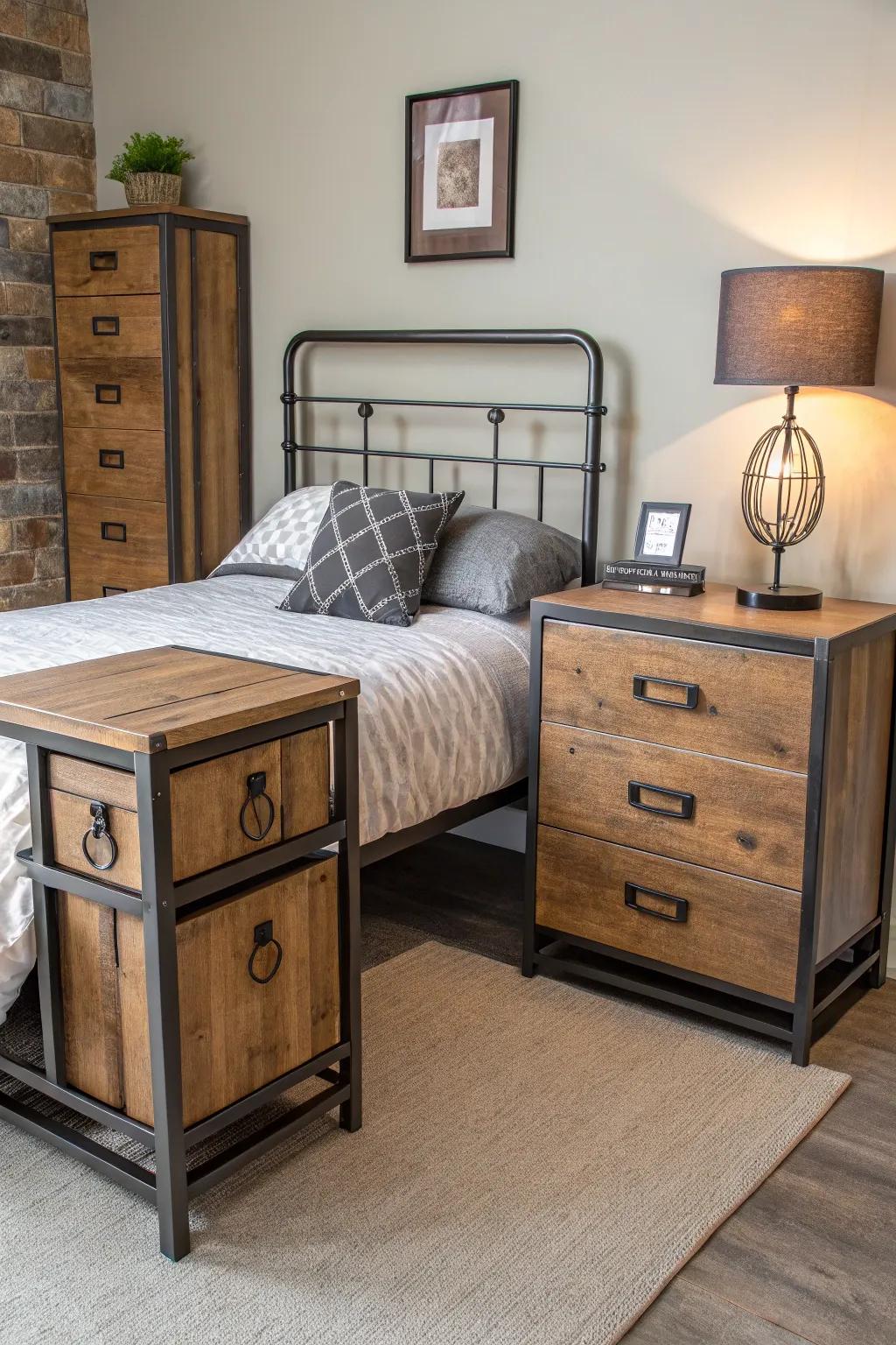 Industrial-inspired furniture amplifies charm and natural appeal